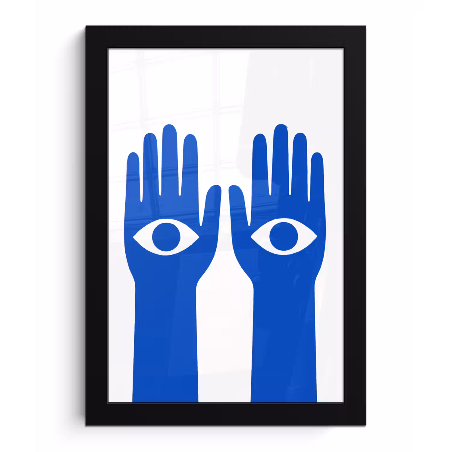 Handen - Twee - Ogen - Blauw fotolijst zwart zonder passe partout klein -3d