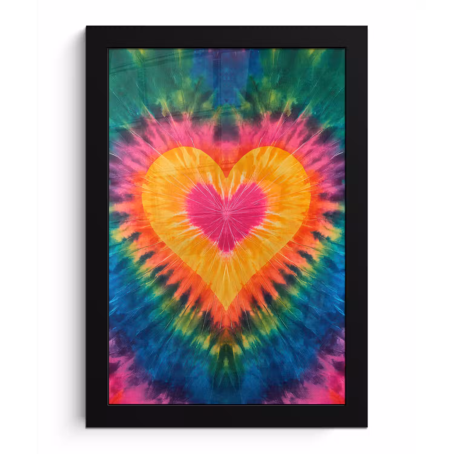 Hart - Tie Dye - Kleurrijk fotolijst zwart zonder passe partout klein -3d