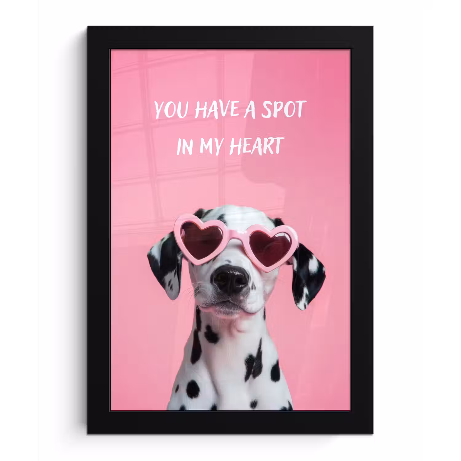 Hartjes - Hond - Valentijn - Roze fotolijst zwart zonder passe partout klein -3d