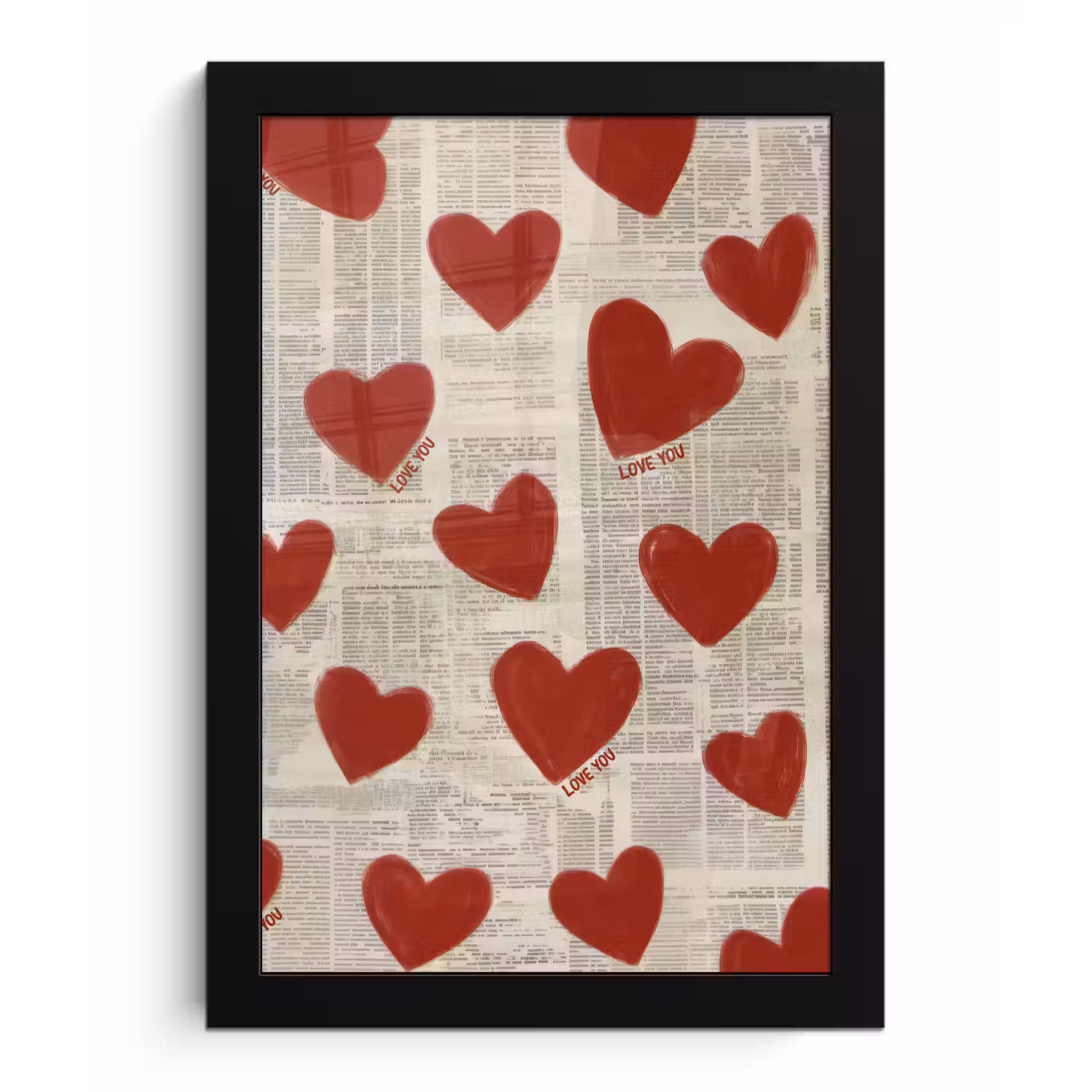 Hartjes - Krant - Loveyou fotolijst zwart zonder passe partout klein -3d