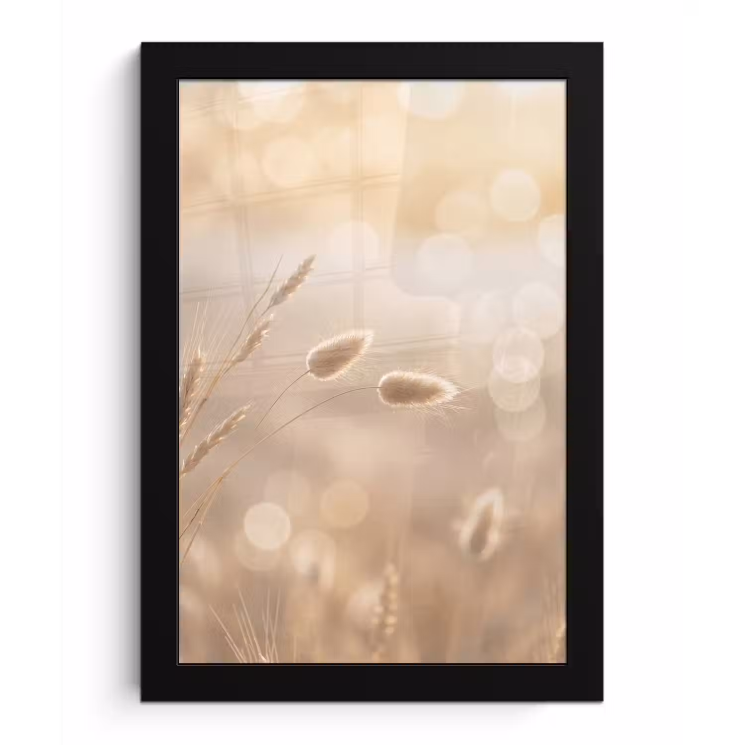 Hazestaartgras - Graanharen - Zonlicht fotolijst zwart zonder passe partout klein -3d