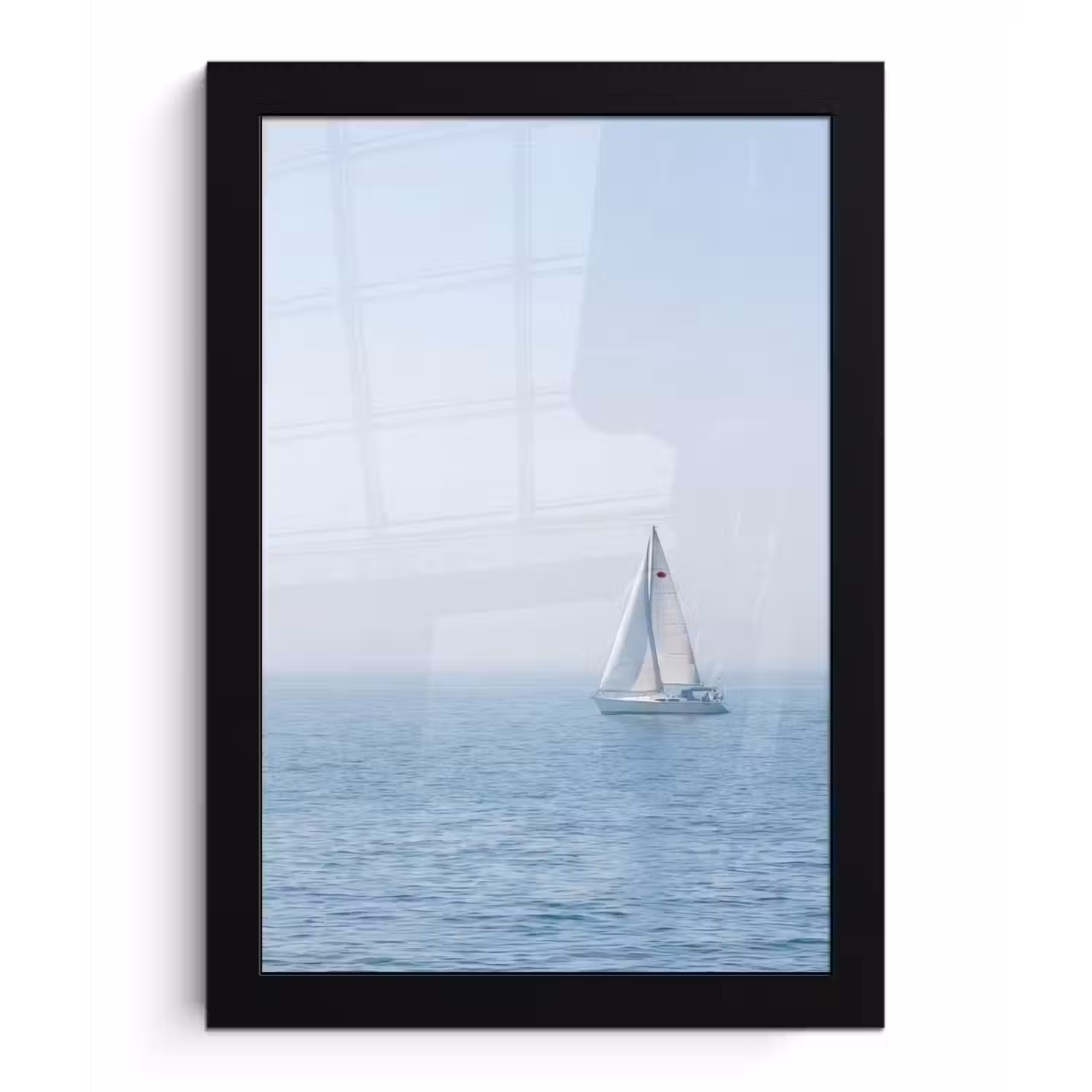 Horizon - Zeilboot - Zee fotolijst zwart zonder passe partout klein -3d