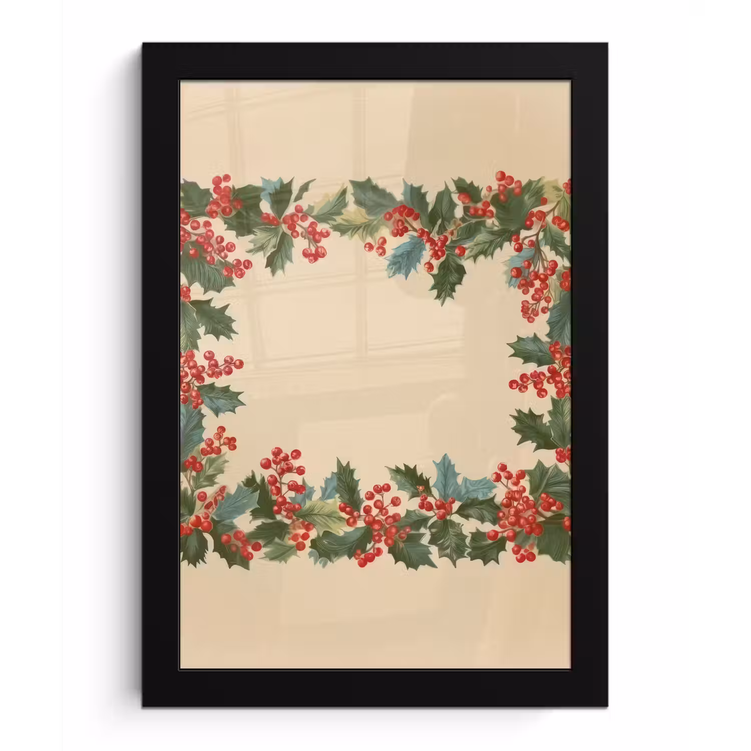 Hulstrand - Bessen - Beige fotolijst zwart zonder passe partout klein -3d