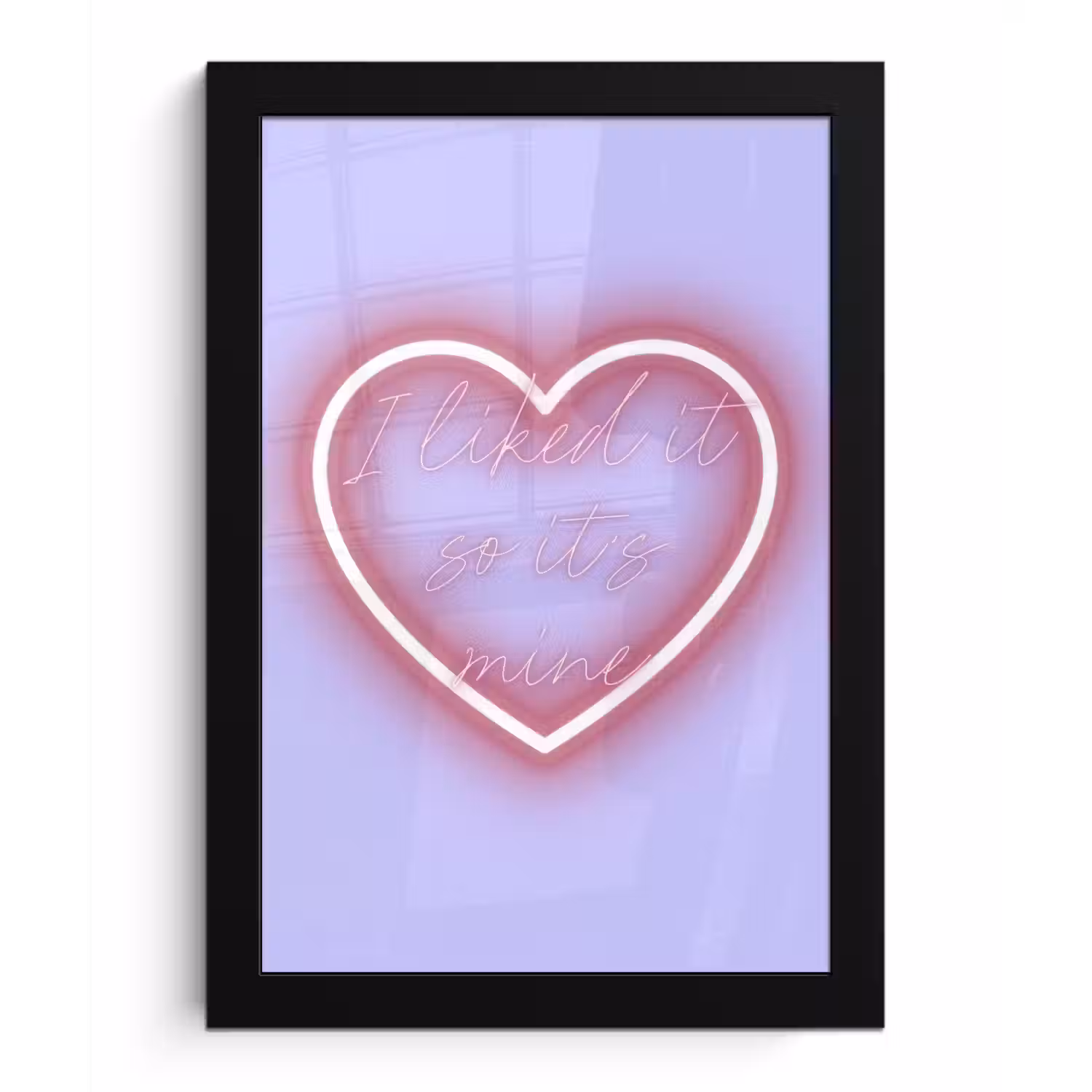 I liked it so it's mine - Neon hart - Paars fotolijst zwart zonder passe partout klein -3d