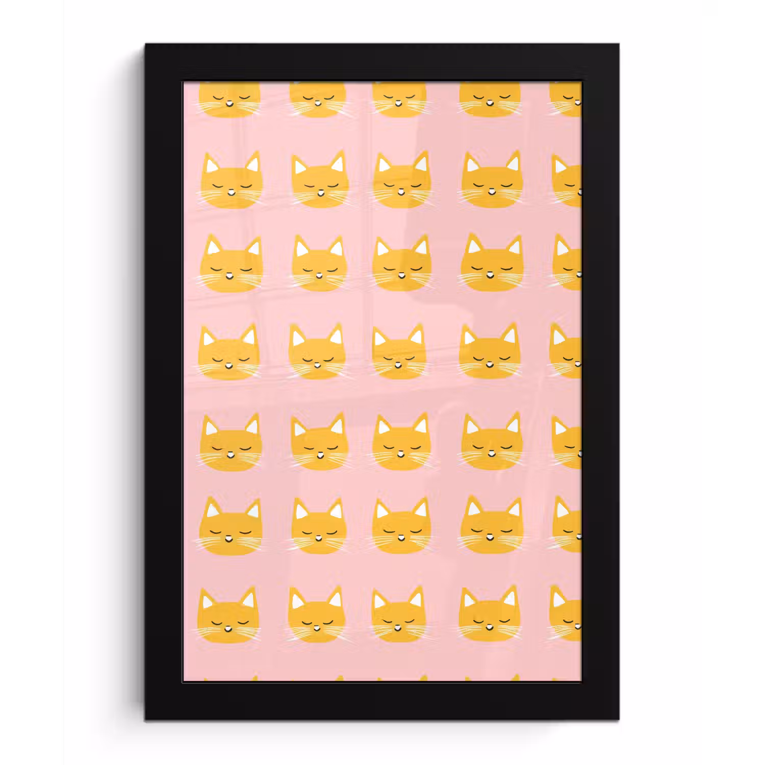 Katten - Patroon - Roze fotolijst zwart zonder passe partout klein 224 -3d