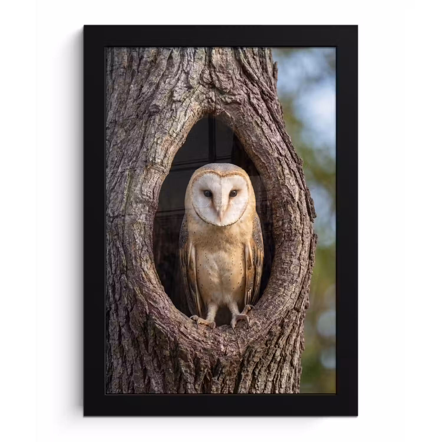 Kerkuil - Boom - Natuur - Bruin fotolijst zwart zonder passe partout klein -3d