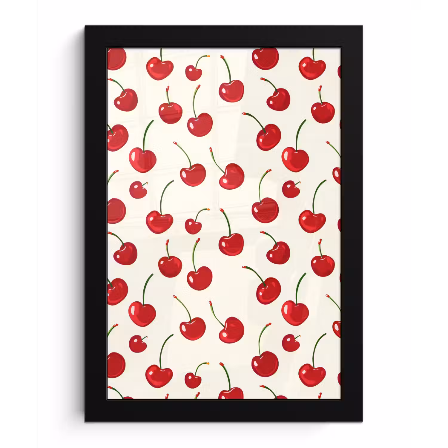 Kersen - Minimalistisch - Rood fotolijst zwart zonder passe partout klein 224 -3d