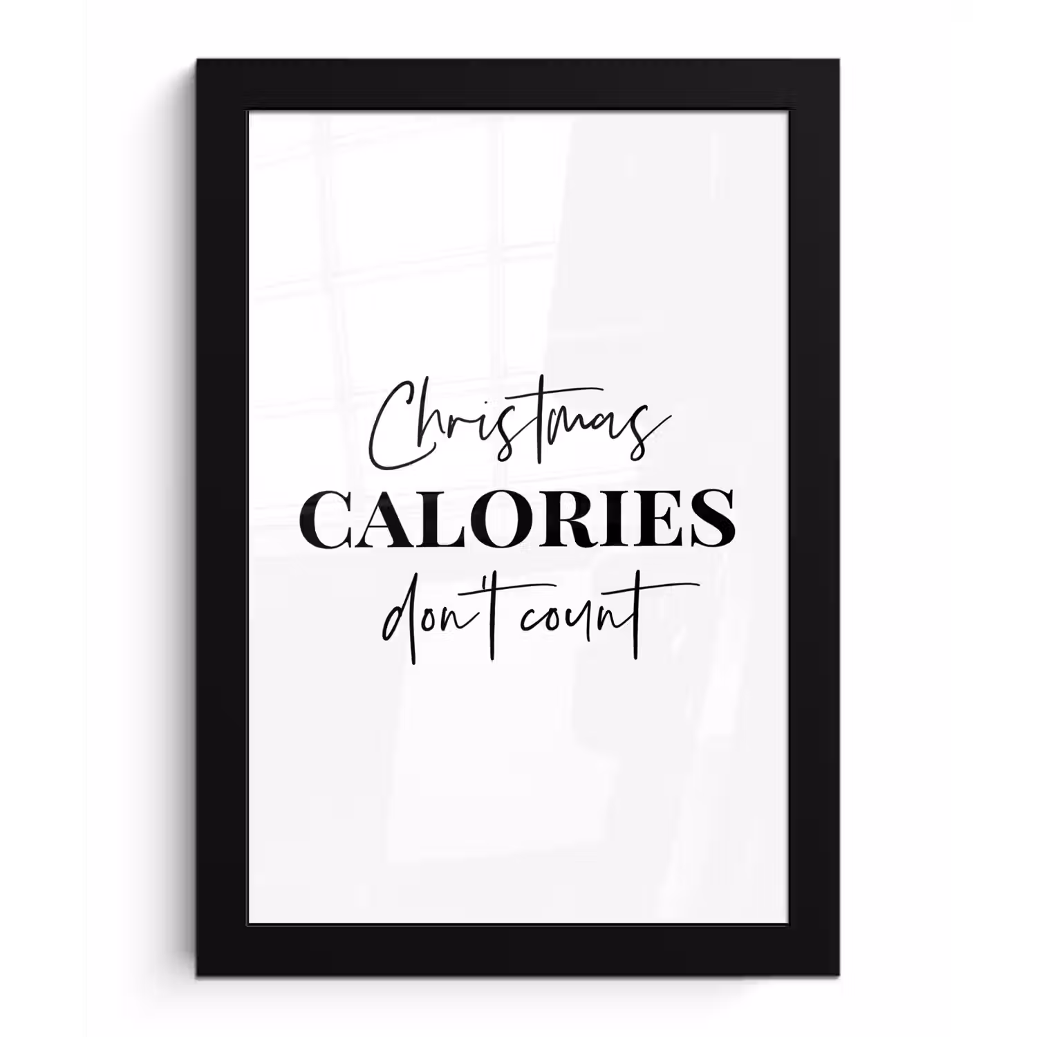 Kerst quote - Winter - Christmas calories - Wit fotolijst zwart zonder passe partout klein -3d