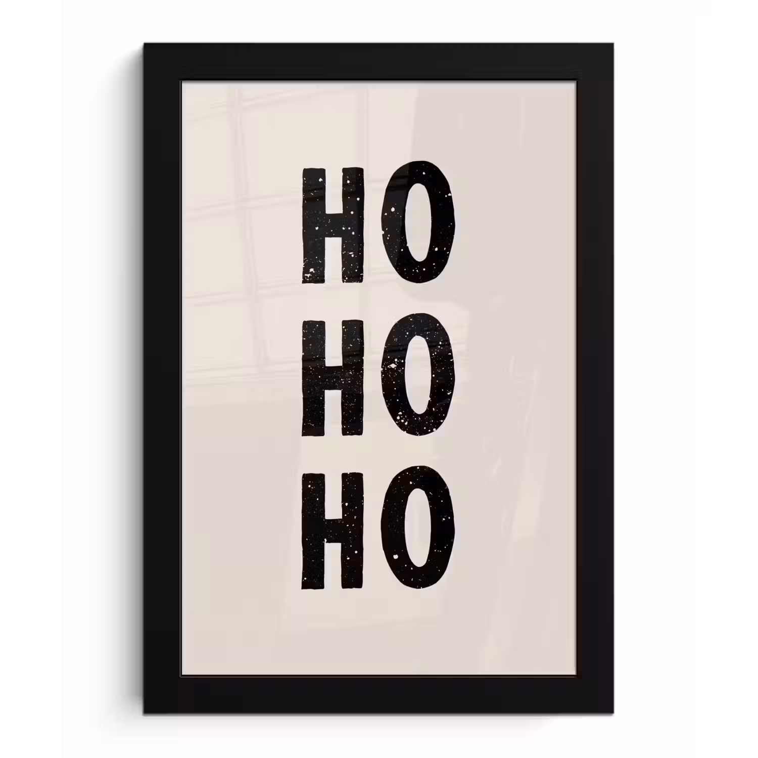 Kerstmis - Ho ho ho - Spreuken - Beige - Kerstman fotolijst zwart zonder passe partout klein -3d