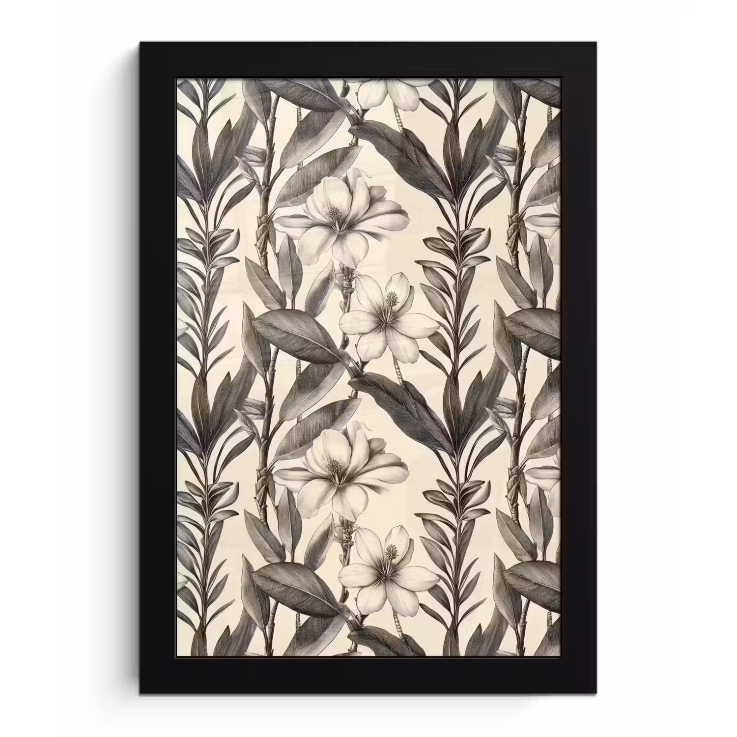 Klassiek - Botanisch - Zwart - Beige fotolijst zwart zonder passe partout klein 224 -3d