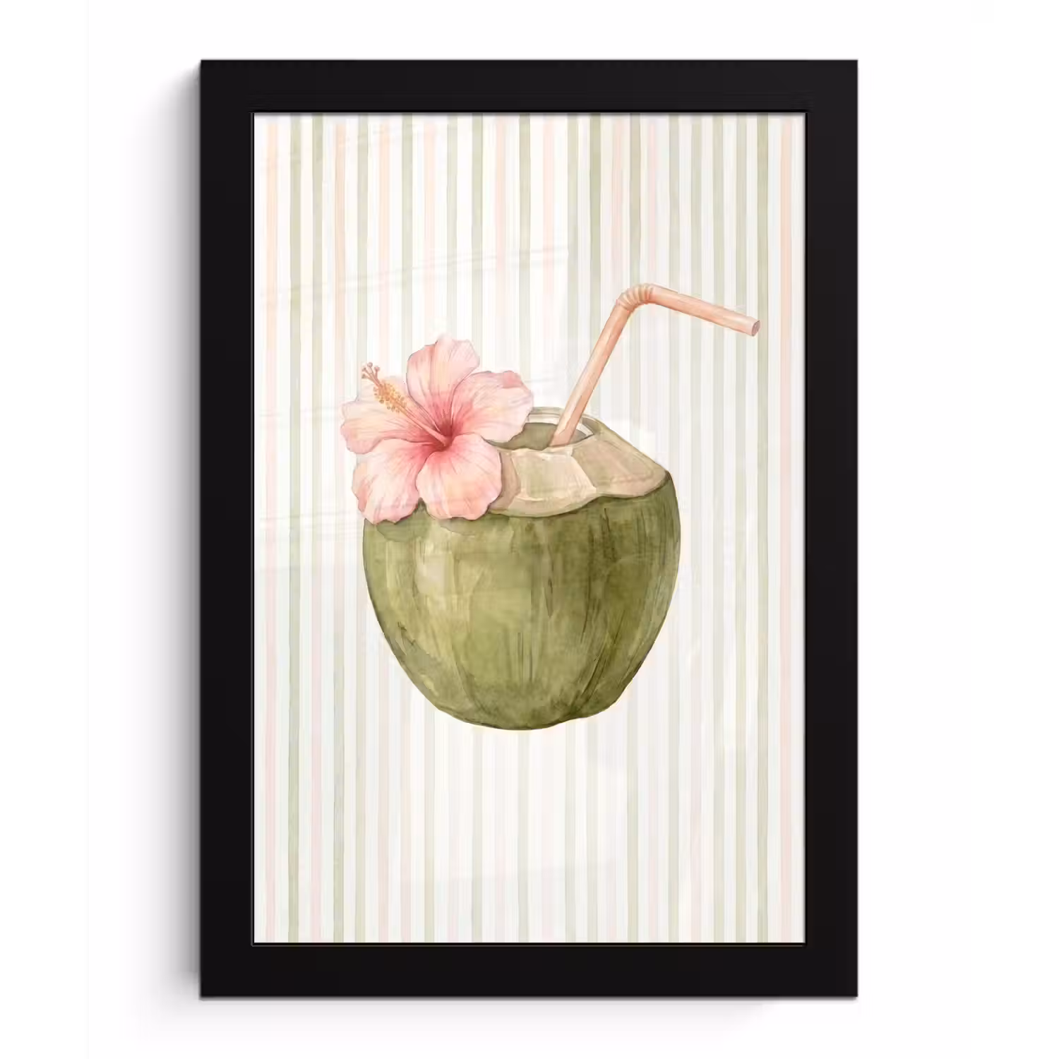 Kokosnoot - Drank - Tropisch - Illustratie - Zomer fotolijst zwart zonder passe partout klein -3d