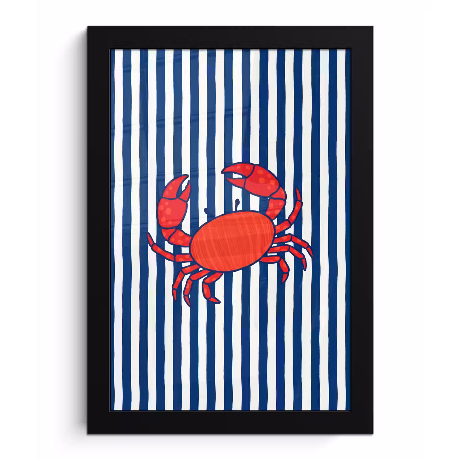 Krab - Strepen - Zeeleven - Illustratie - Rood fotolijst zwart zonder passe partout klein -3d