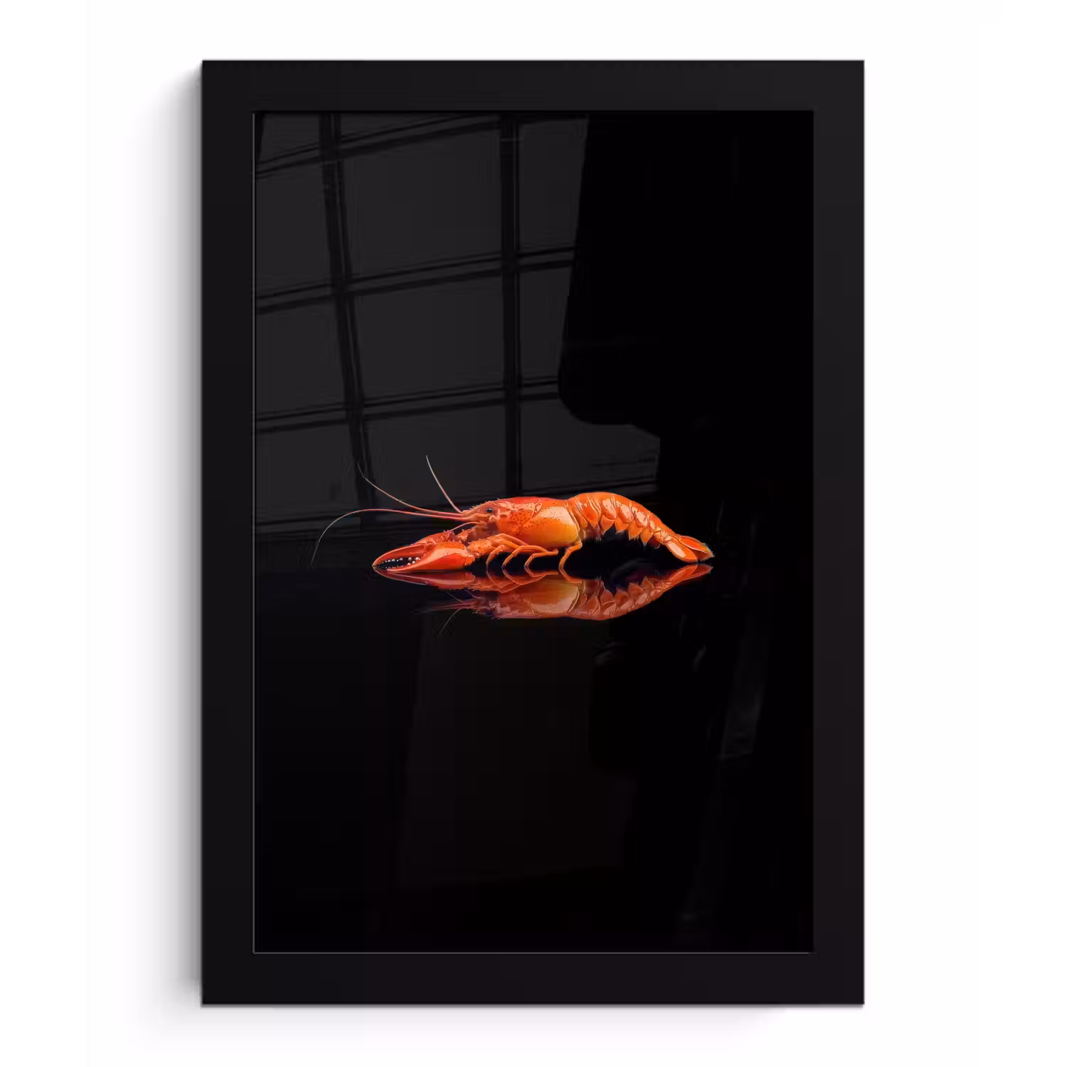 Kreeft - Oranje - Zwart - Opvallend fotolijst zwart zonder passe partout klein -3d