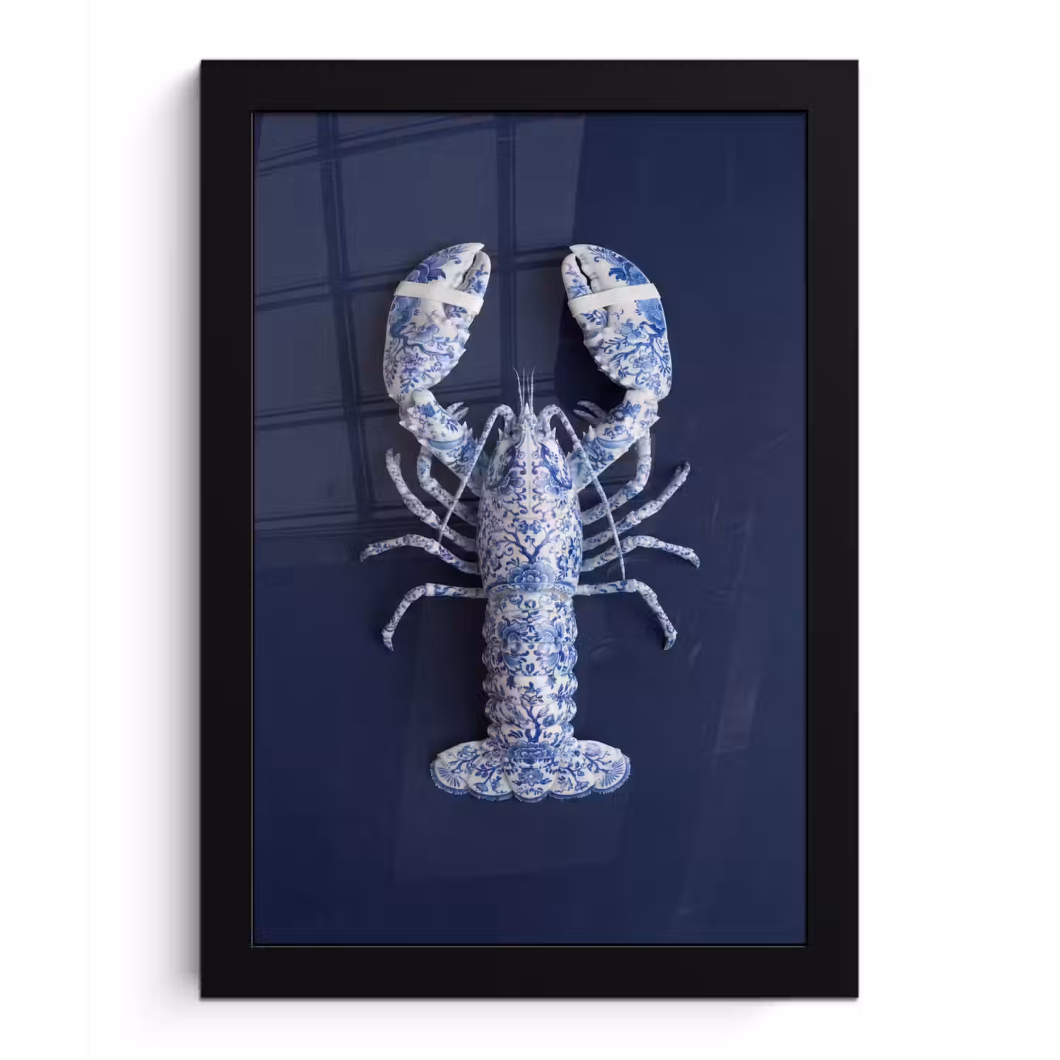 Kreeft - Porselein - Delfts - Blauw fotolijst zwart zonder passe partout klein -3d