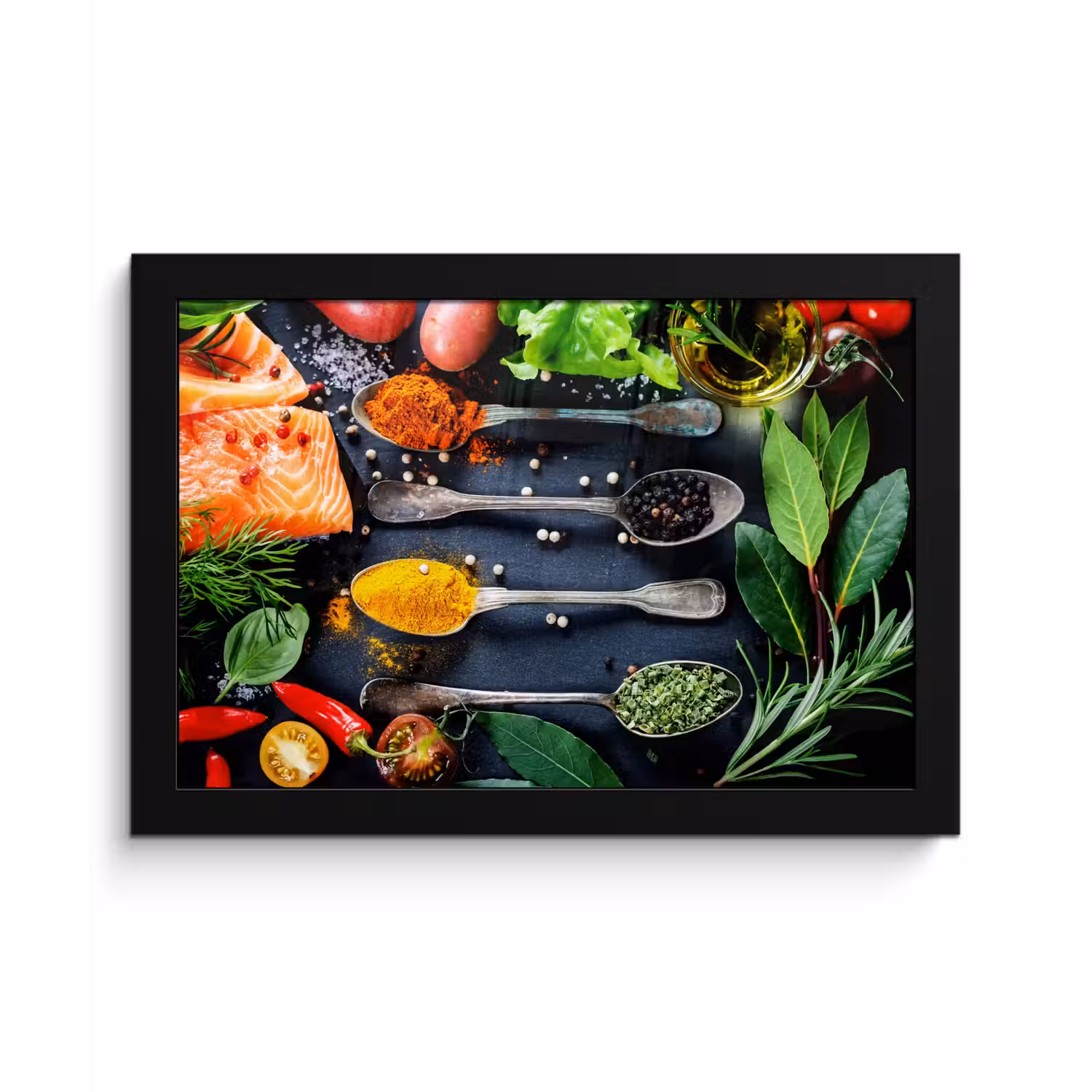 Kruiden - Lepels - Keuken - Specerijen fotolijst zwart zonder passe partout klein -3d