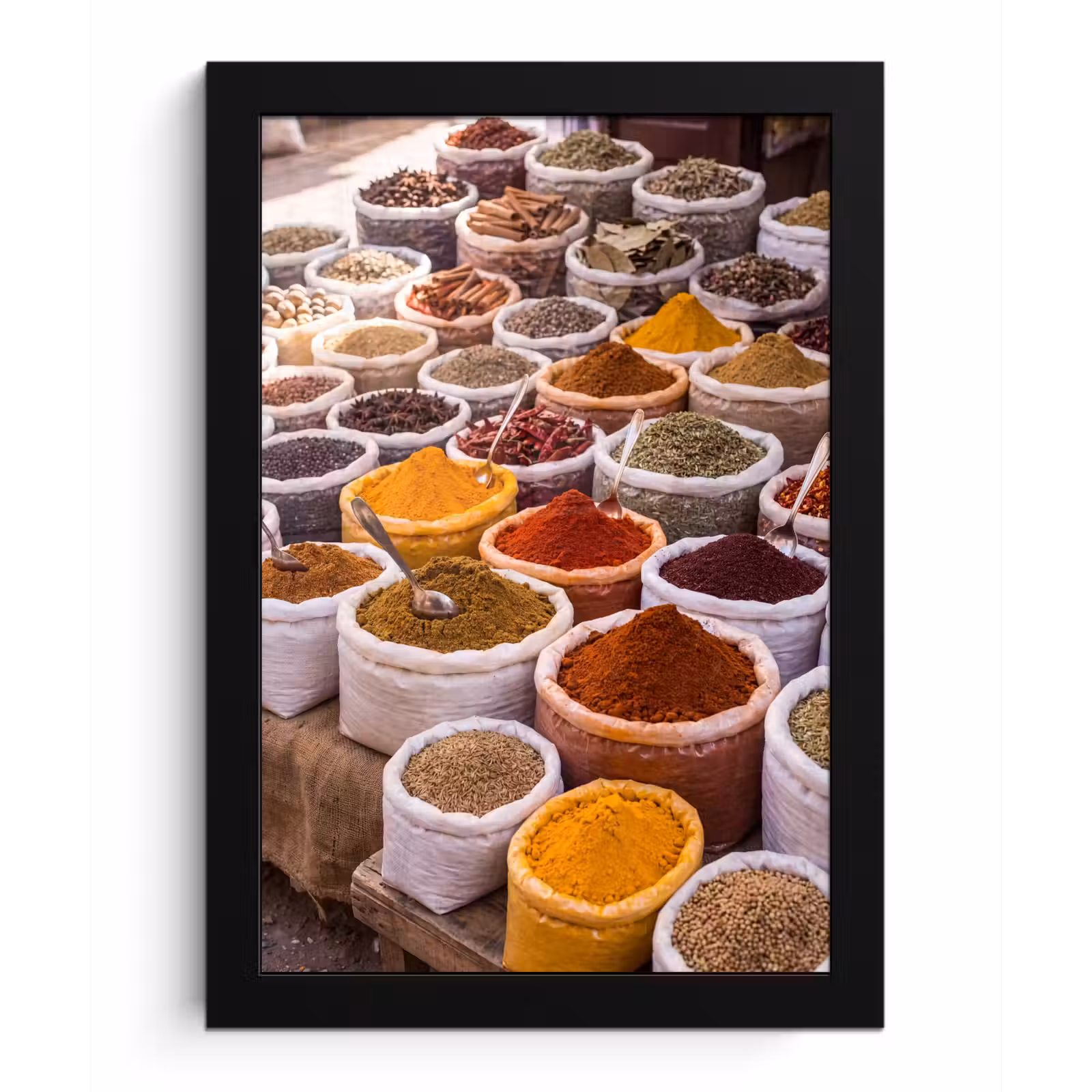 Poster met lijst - Kruiden - Markt - Eten - Kruiden - Markt - Eten fotolijst zwart zonder passe partout klein