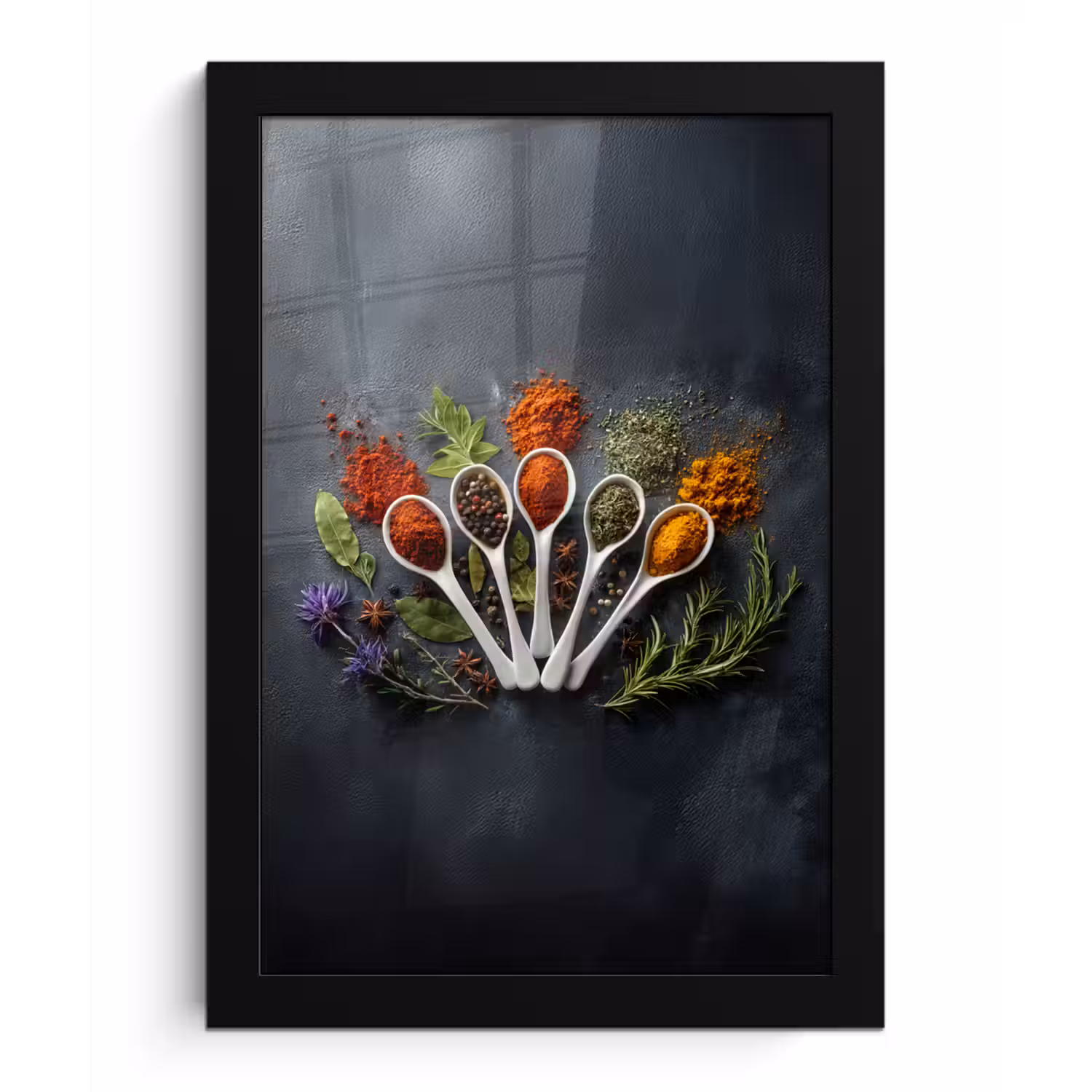 Lepels - Wit - Poeder - Kruiden fotolijst zwart zonder passe partout klein -3d