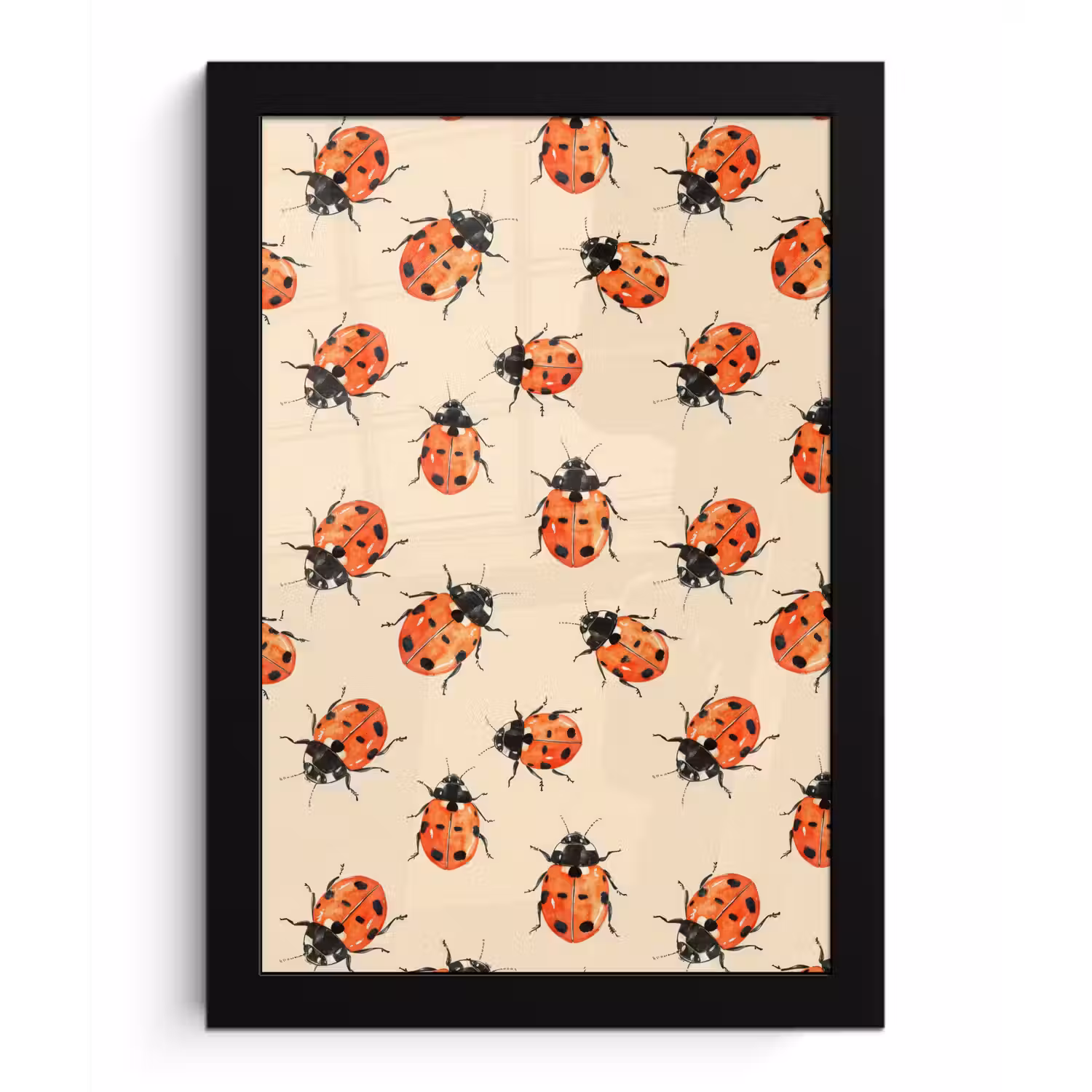 Lieveheersbeestjes - Patroon - Rood fotolijst zwart zonder passe partout klein 224 -3d