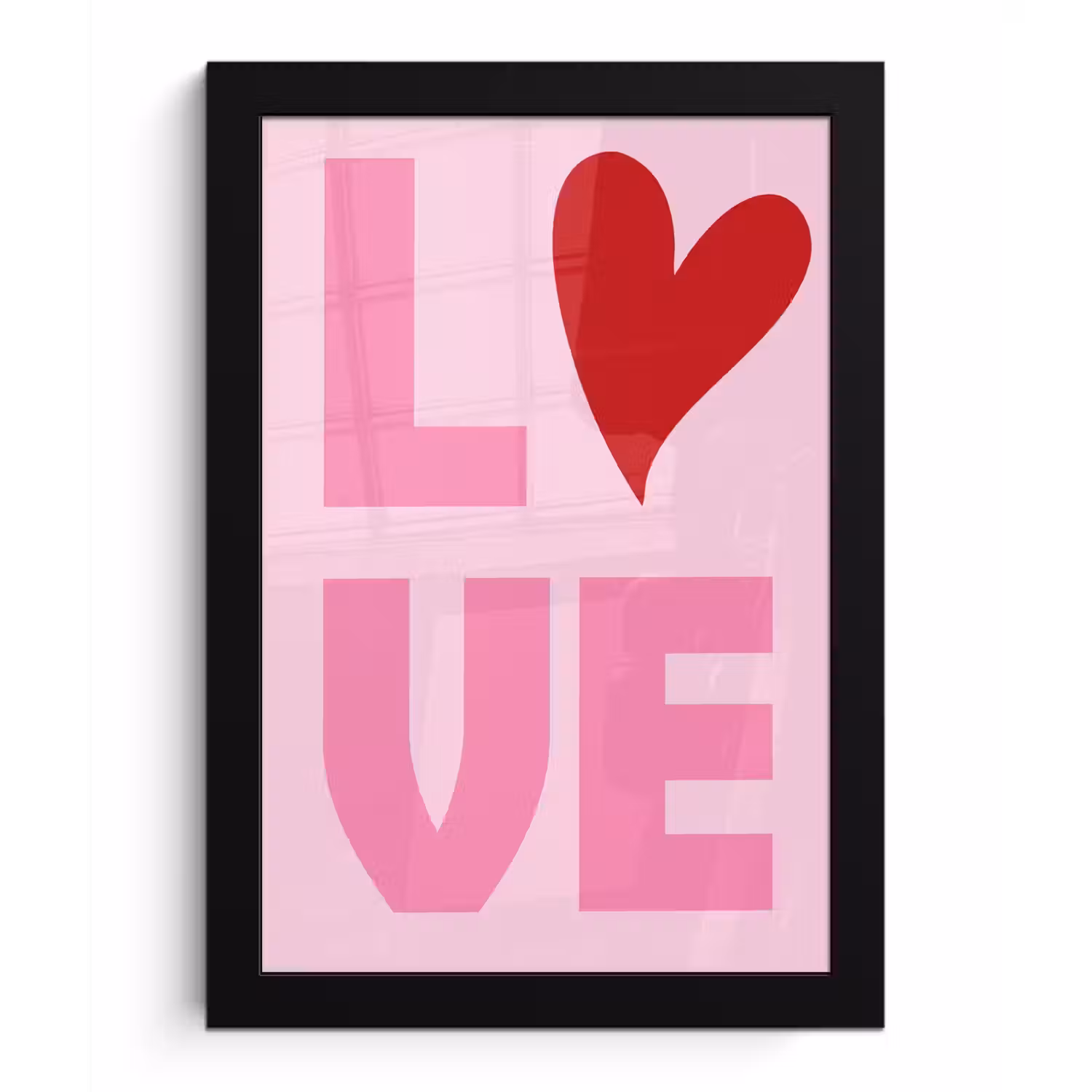 Love - Roze - Hart - Valentijn fotolijst zwart zonder passe partout klein -3d