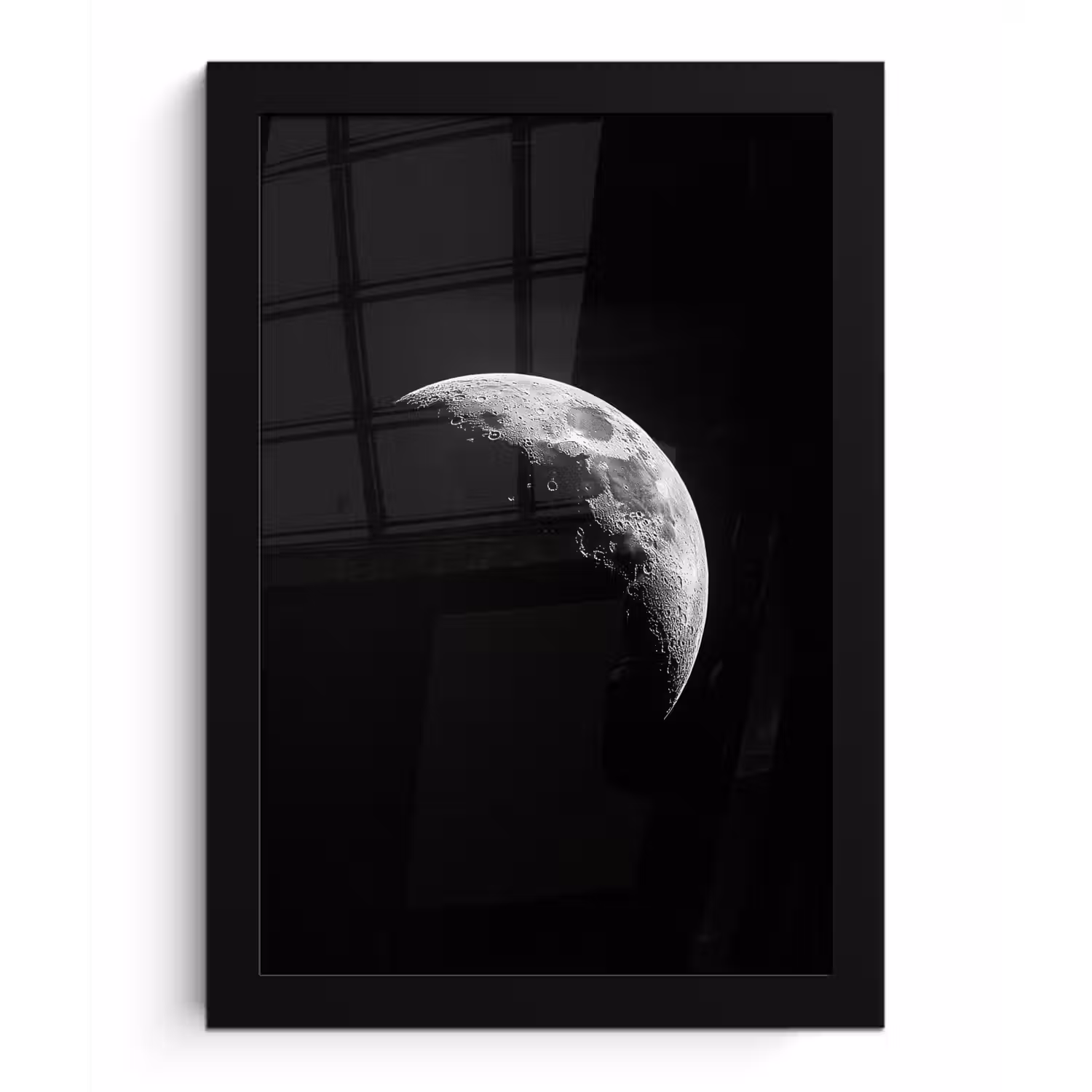 Maan - Hemel - Zwart - Schaduw fotolijst zwart zonder passe partout klein -3d