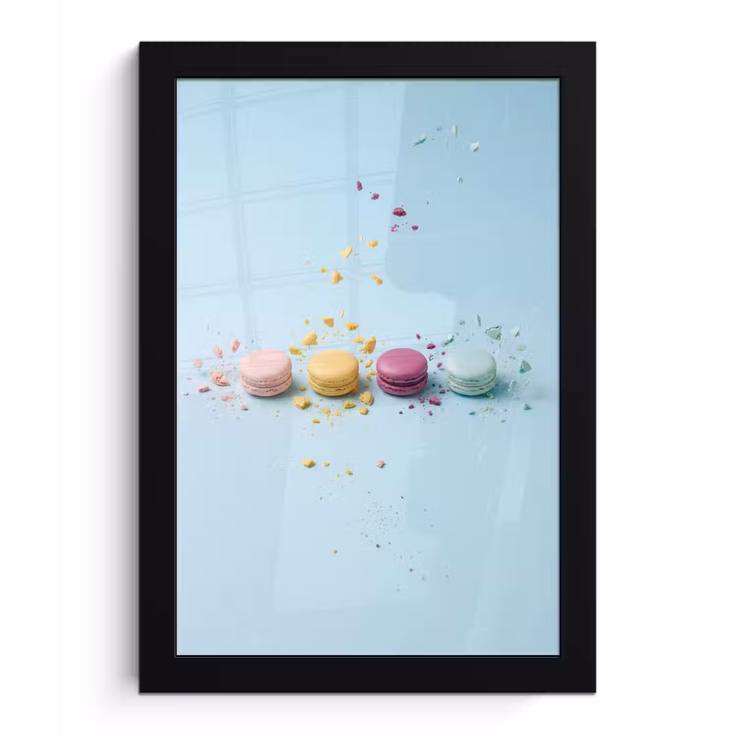 Macarons - Kleurrijk - Pastel fotolijst zwart zonder passe partout klein -3d