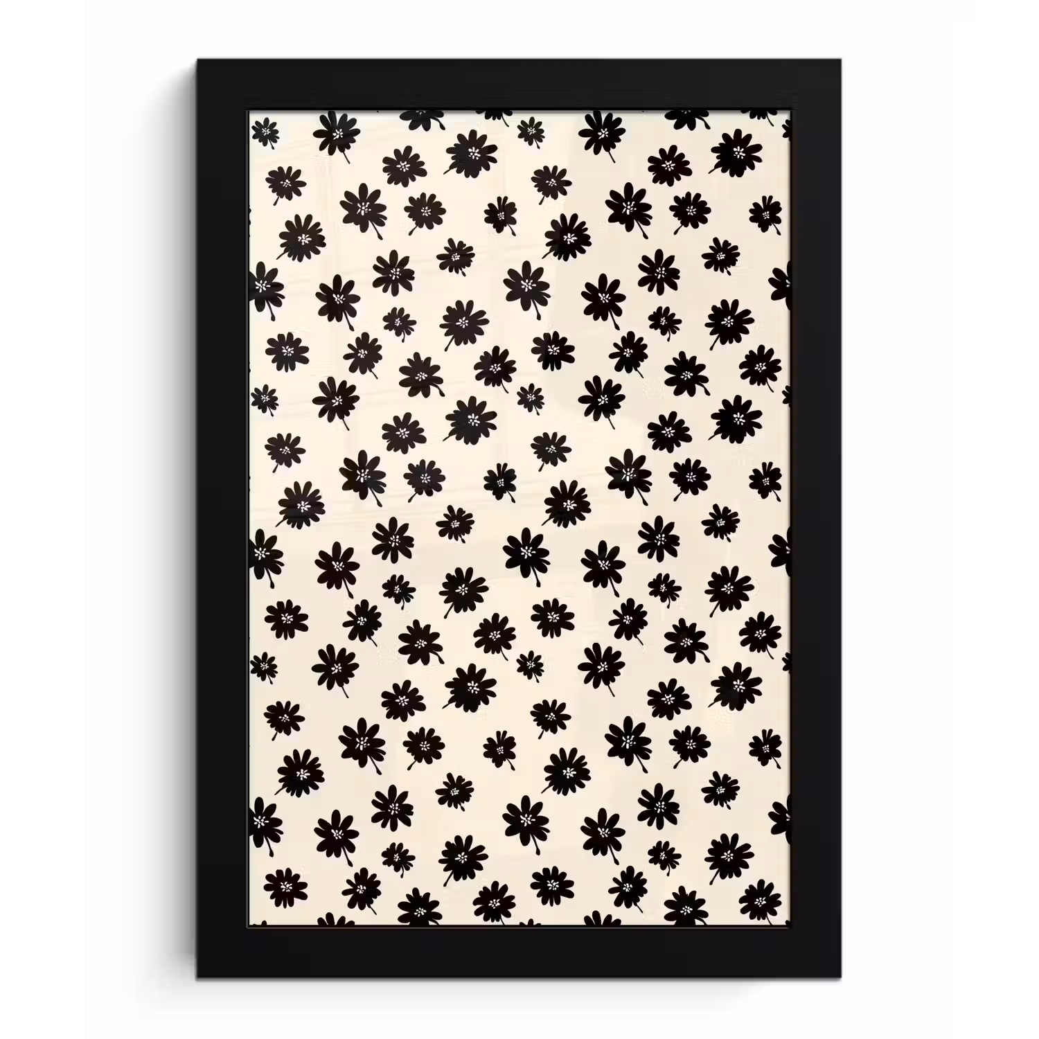 Madeliefjes - Grafisch - Zwart - Beige fotolijst zwart zonder passe partout klein 224 -3d