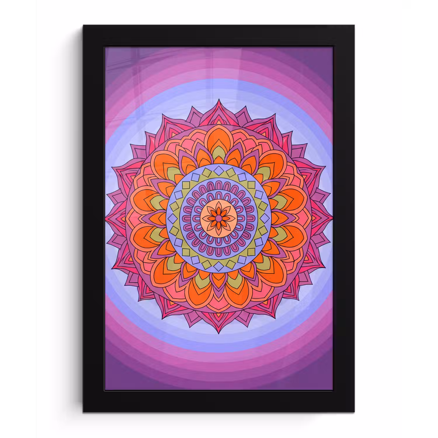 Mandala - Cirkel - Abstract - Kleurrijk - Patroon fotolijst zwart zonder passe partout klein -3d