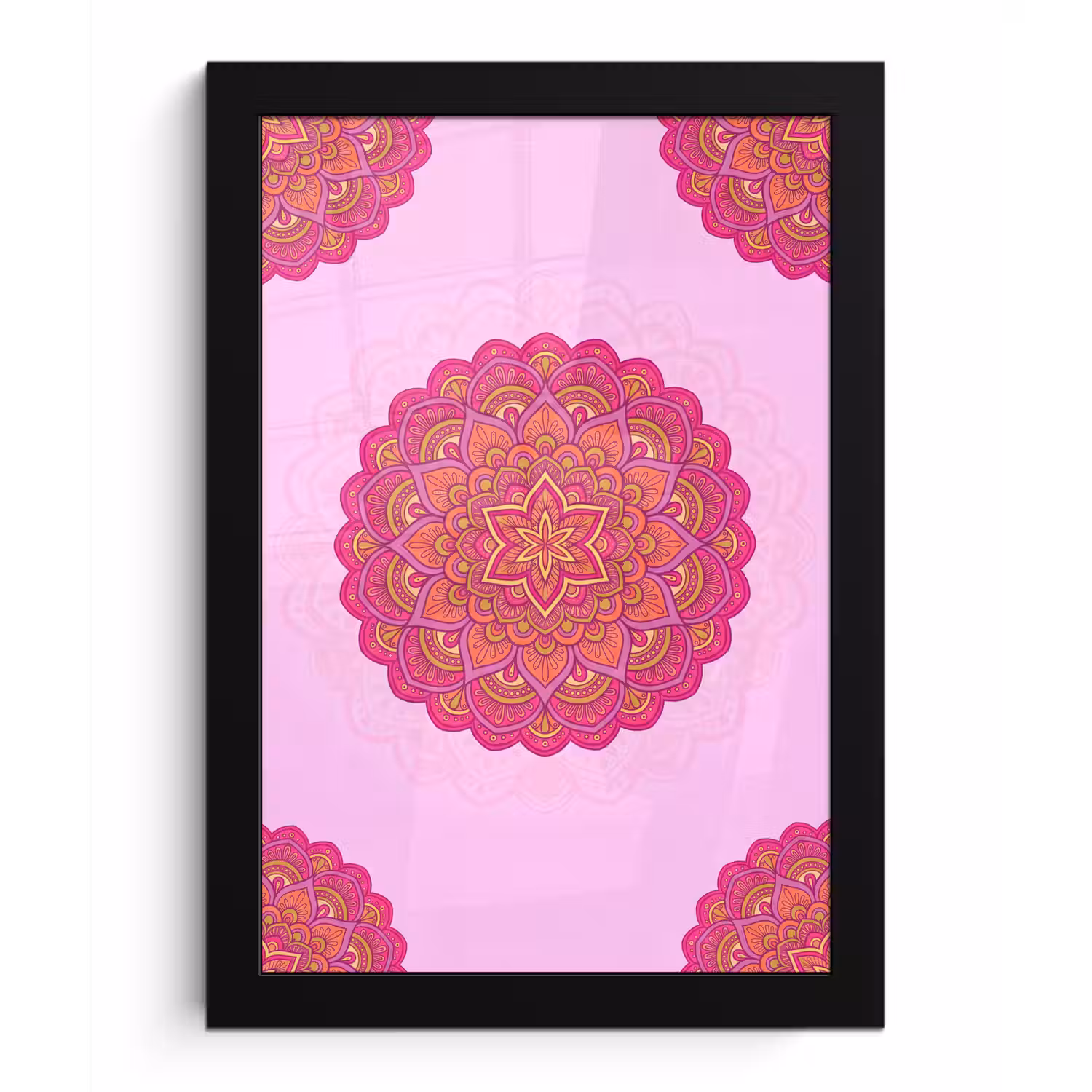 Mandala - Cirkel - Spiritueel - Oosters - Roze fotolijst zwart zonder passe partout klein -3d