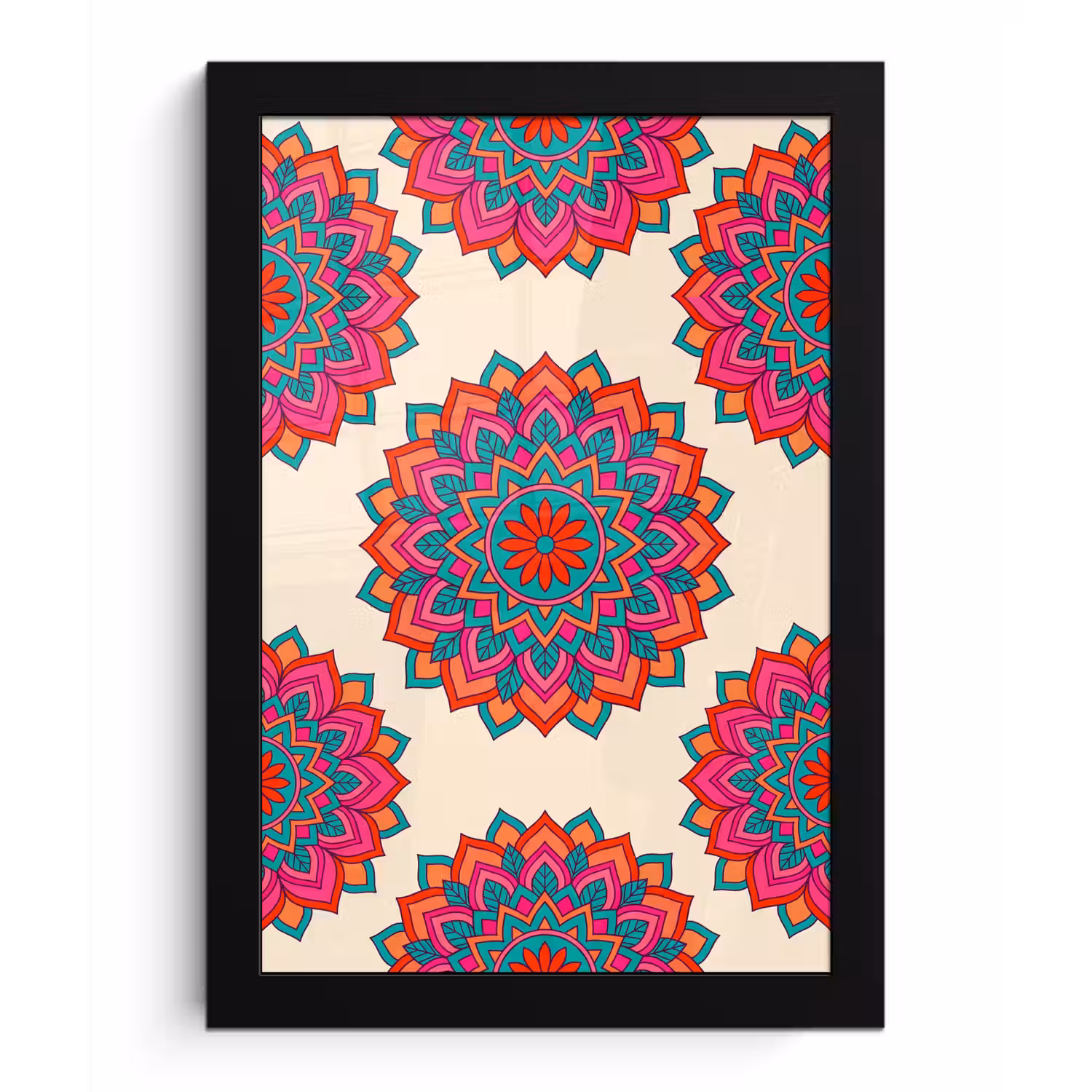 Mandala - Patroon - Abstract - Kleurrijk - Modern fotolijst zwart zonder passe partout klein -3d