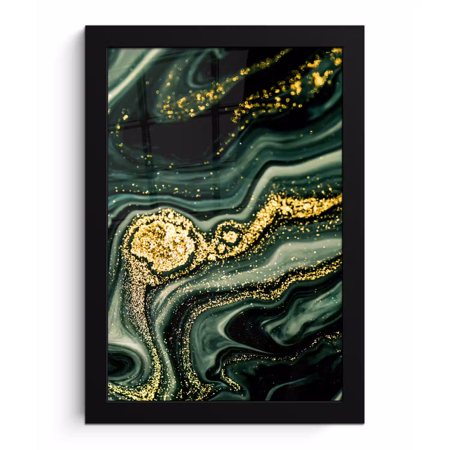 Marmer - Goud - Glitter - Groen - Marmerlook - Luxe fotolijst zwart zonder passe partout klein -3d