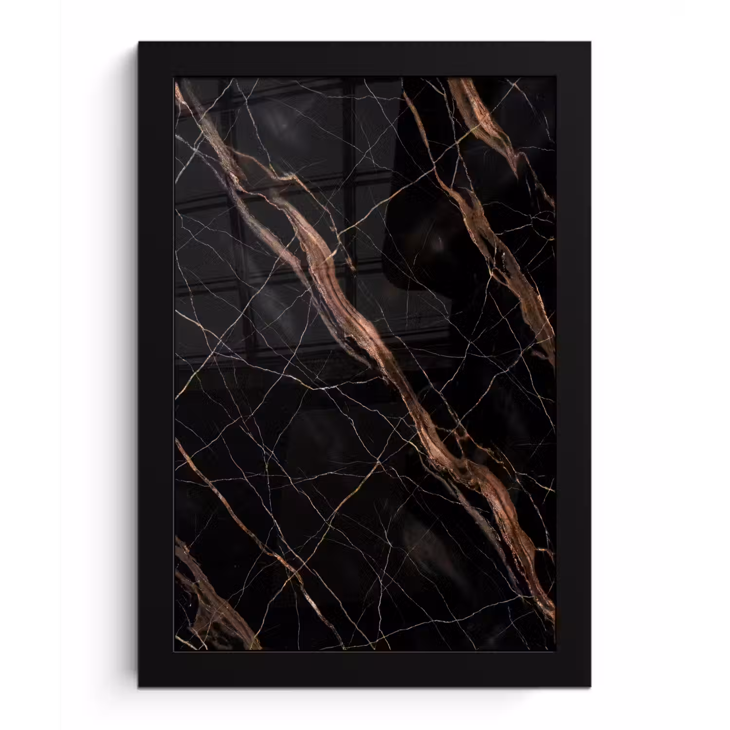 Marmer - Goud - Patroon - Luxe - Zwart fotolijst zwart zonder passe partout klein -3d