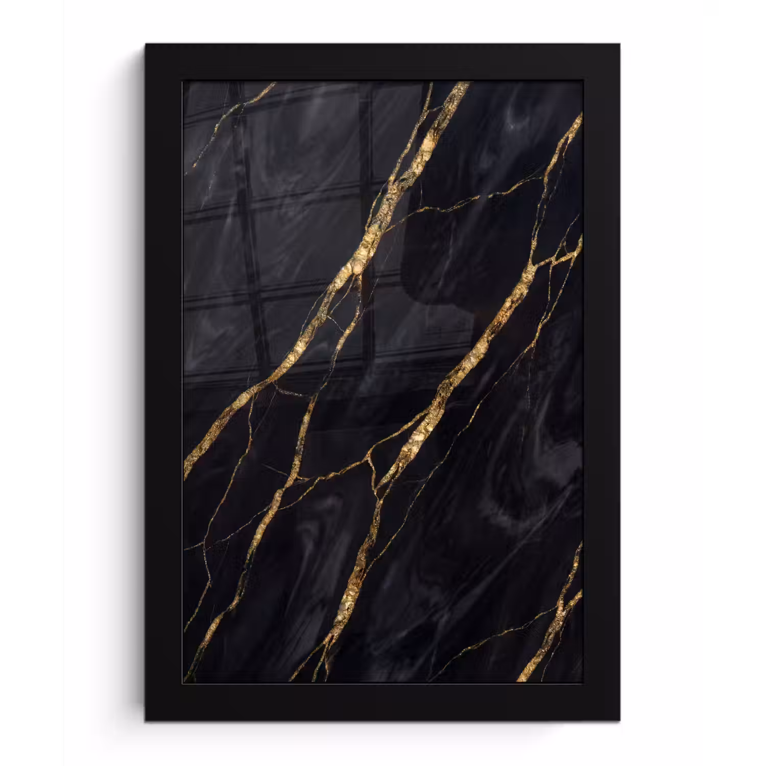 Marmer - Gouden aders - Abstract - Zwart fotolijst zwart zonder passe partout klein -3d