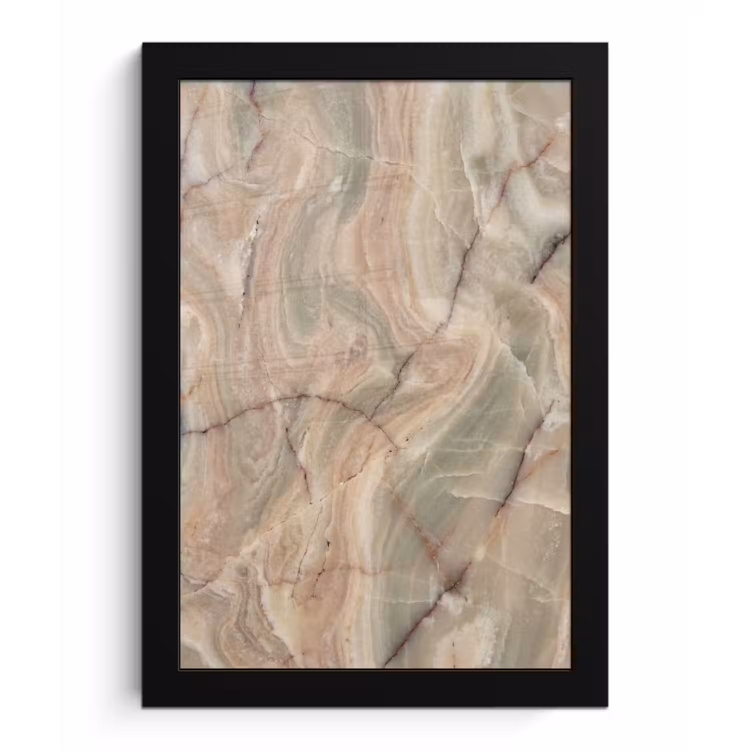 Marmer - Patroon - Abstract - Beige - Groen fotolijst zwart zonder passe partout klein -3d