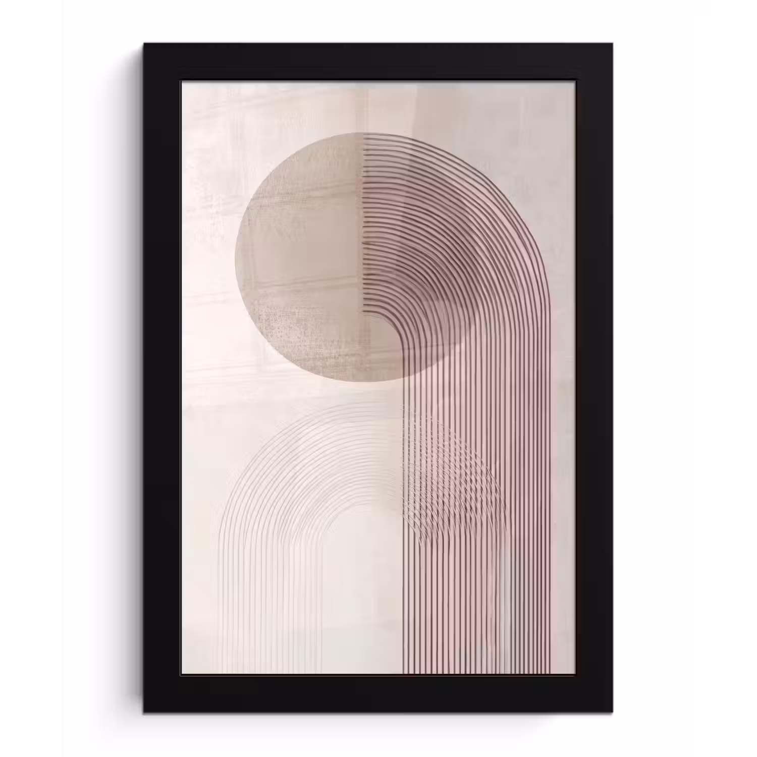 Minimalistisch - Cirkel - Lichtgrijs fotolijst zwart zonder passe partout klein -3d
