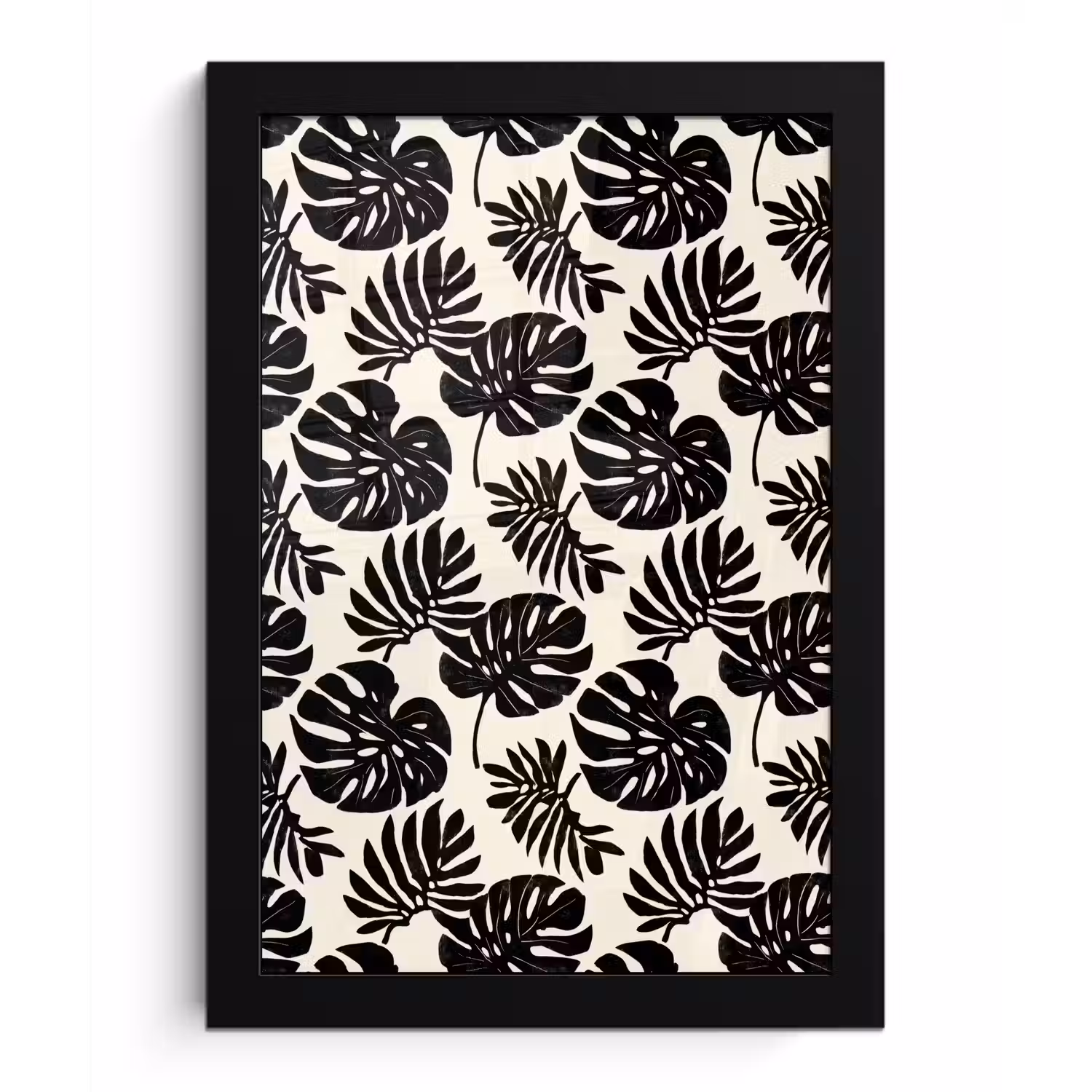 Modern - Monstera - Zwart fotolijst zwart zonder passe partout klein 224 -3d