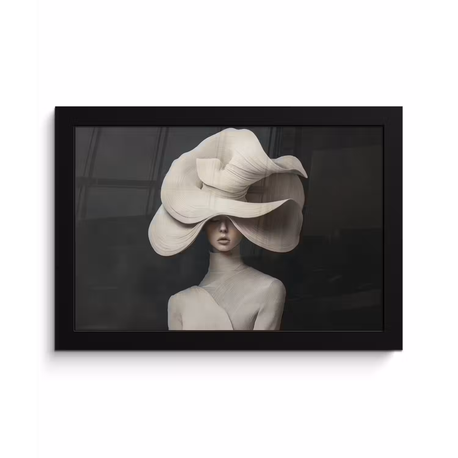 Modern - Vrouw - Hoed fotolijst zwart zonder passe partout klein -3d