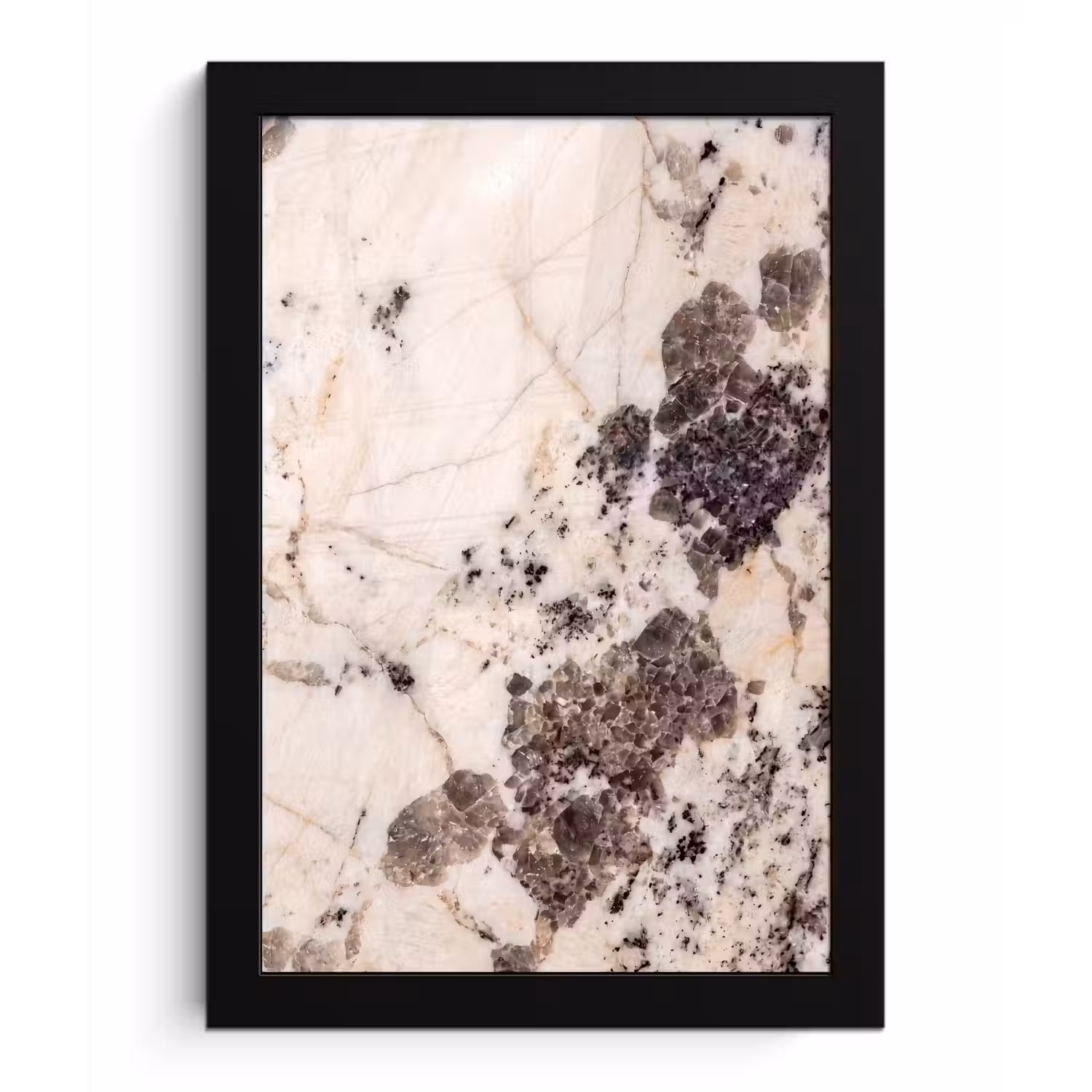 Natuursteen - Patroon - Abstract - Beige - Grijs fotolijst zwart zonder passe partout klein -3d