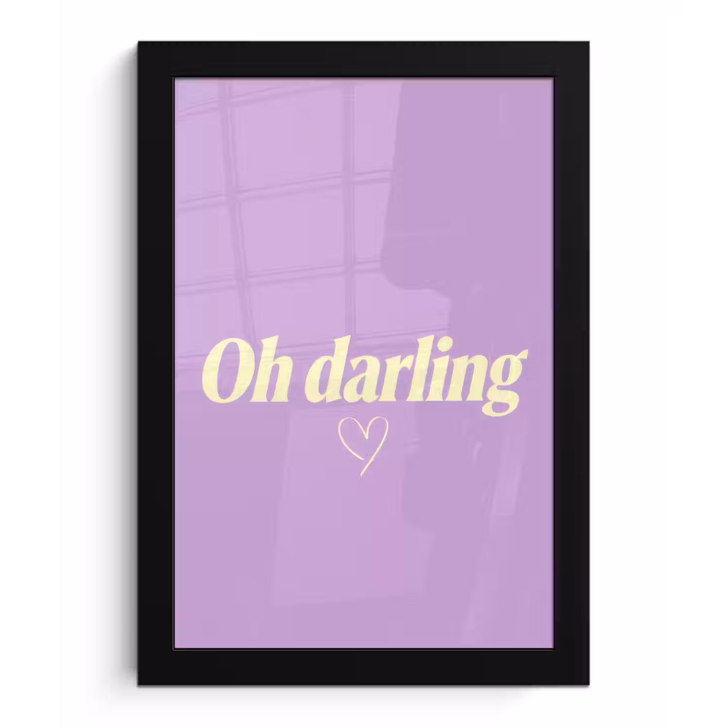 Oh darling - Hart - Paars fotolijst zwart zonder passe partout klein -3d