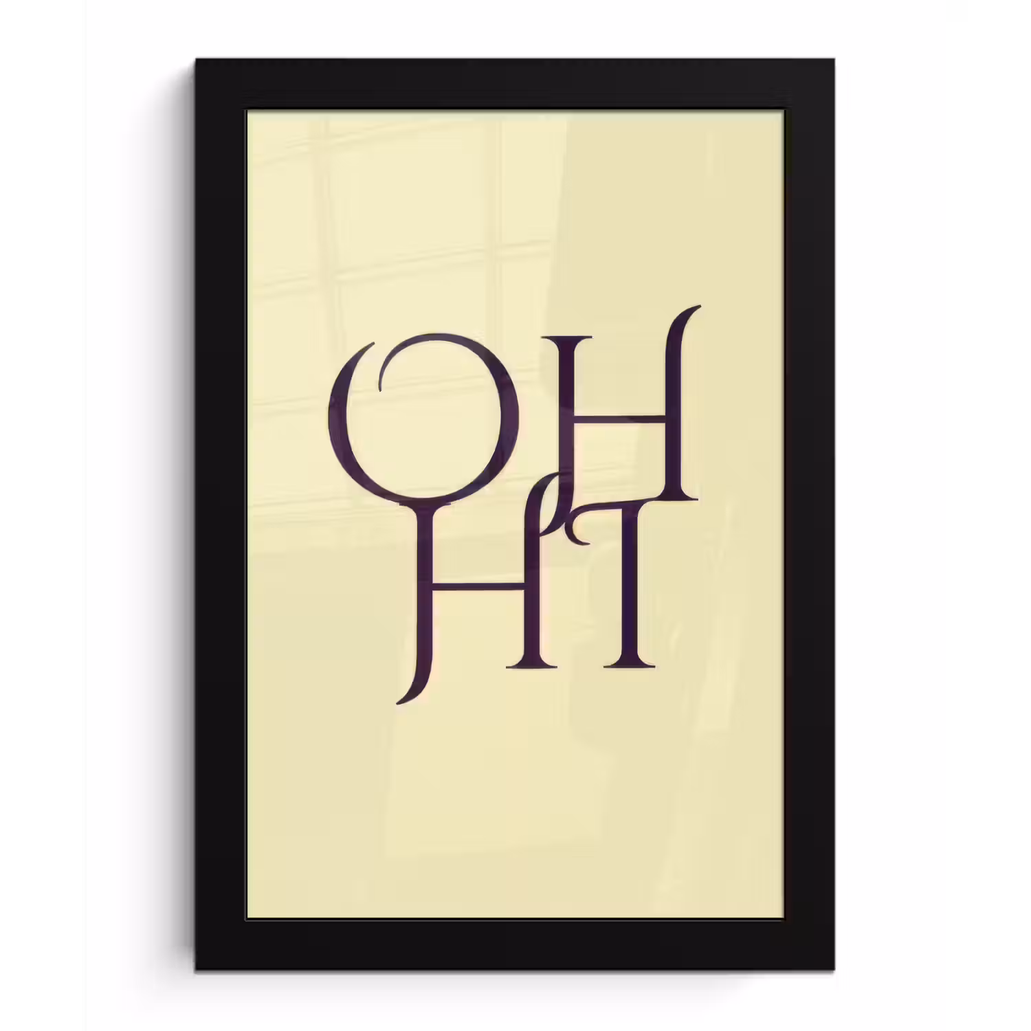 Oh hi - Geel - Monogram fotolijst zwart zonder passe partout klein -3d
