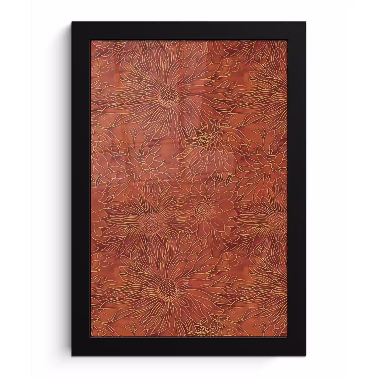 Oosters - Bloemen - Terracotta fotolijst zwart zonder passe partout klein 224 -3d