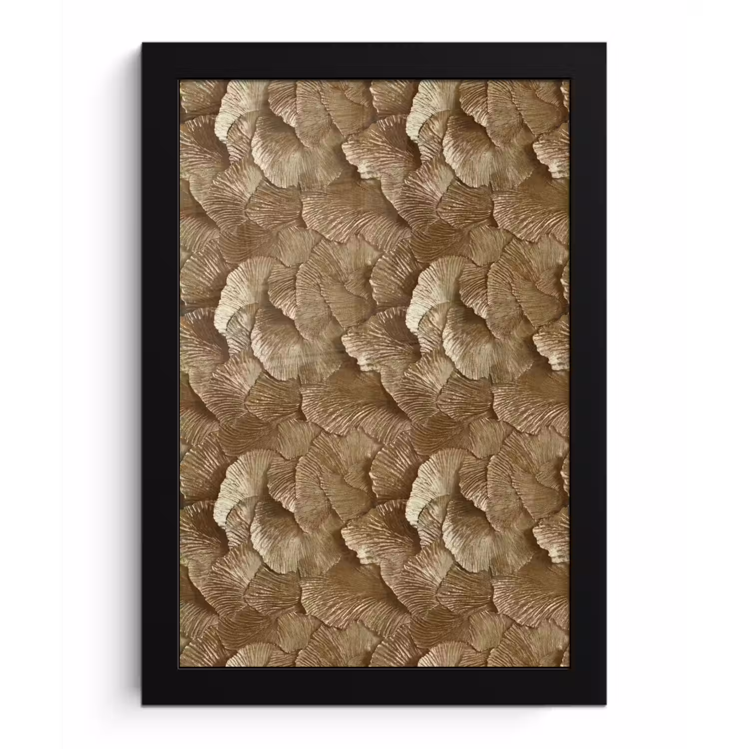 Organisch - Patroon - Bladeren - Goud fotolijst zwart zonder passe partout klein 224 -3d