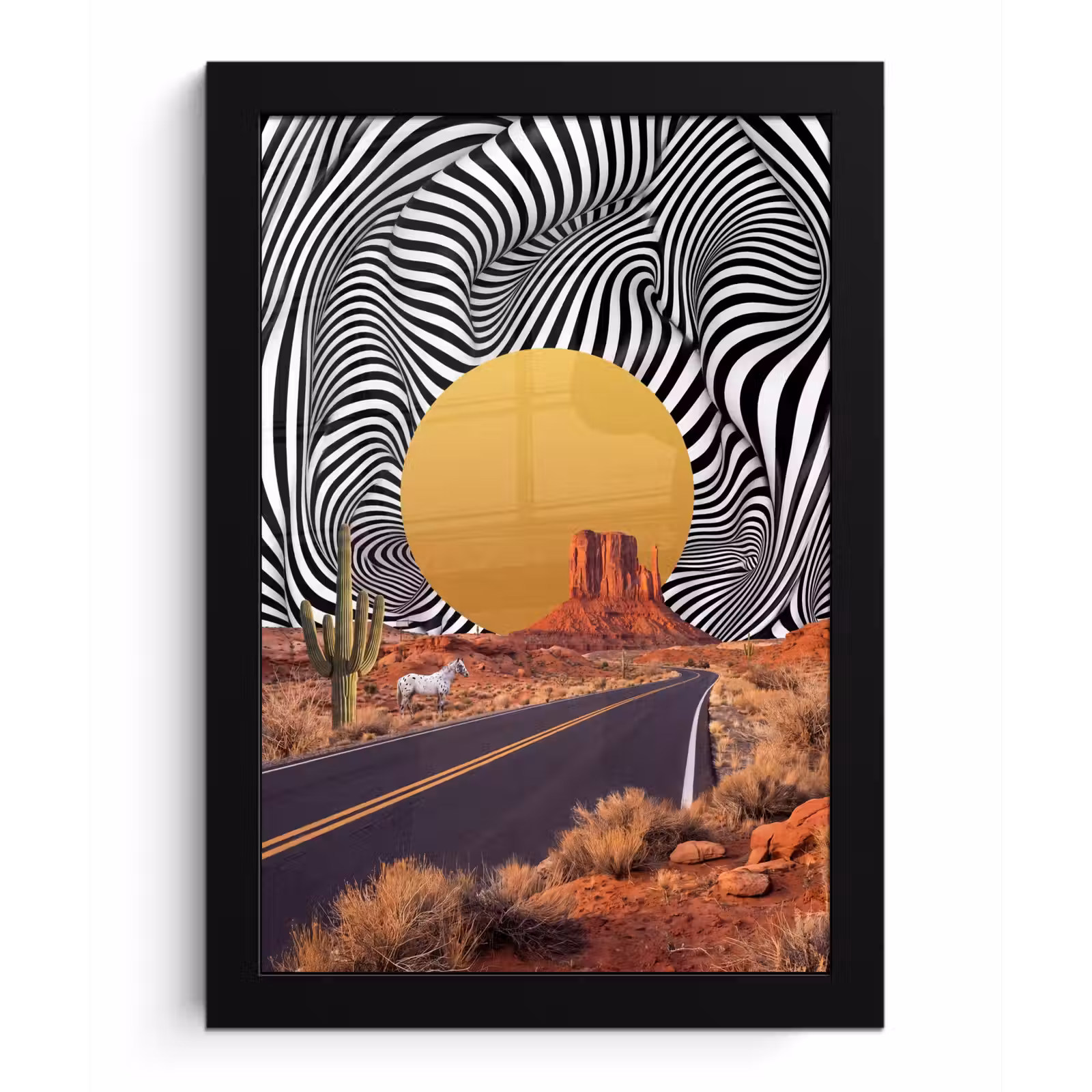 Poster met lijst - Paard - Woestijn - Natuur - Paard - Woestijn - Natuur fotolijst zwart zonder passe partout klein