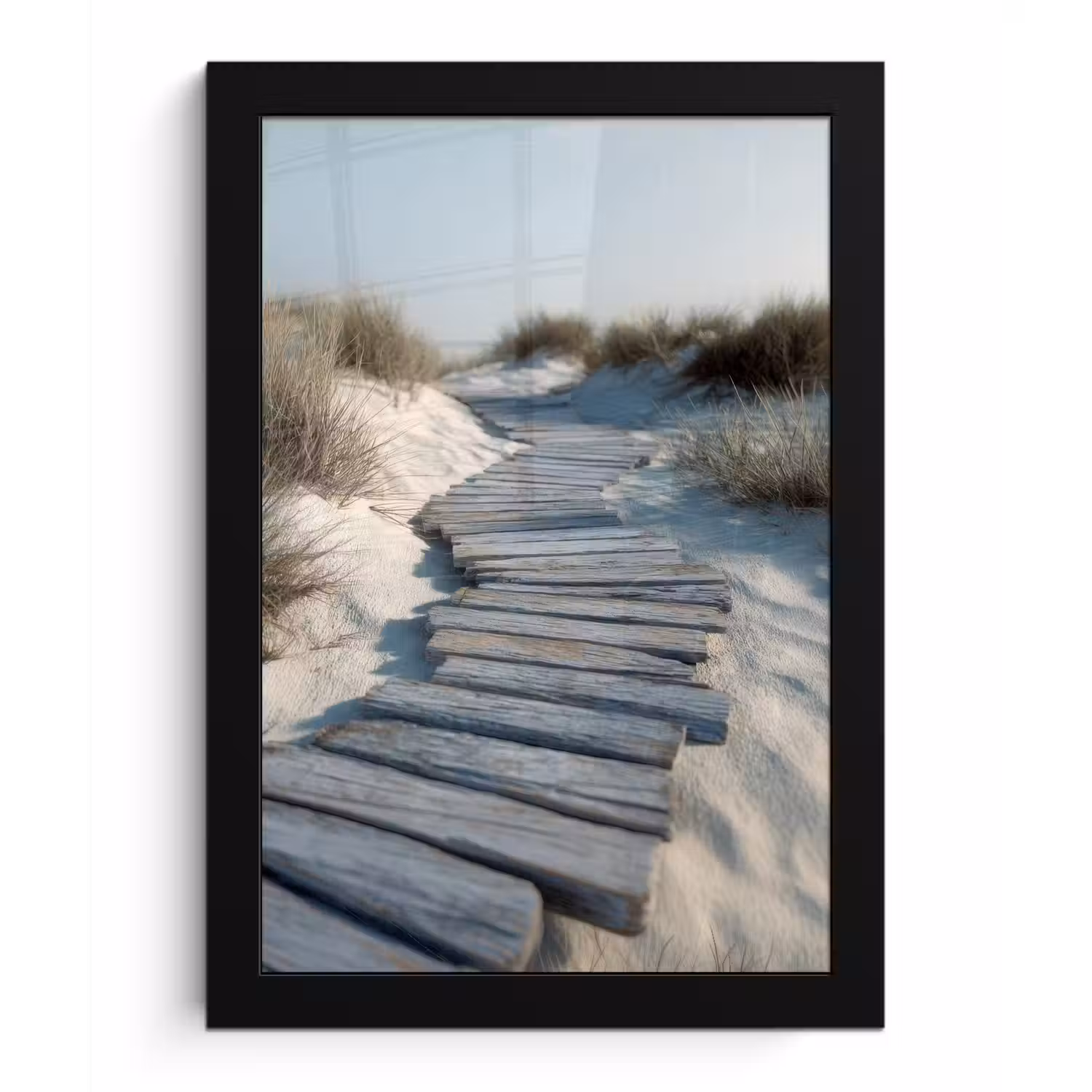 Pad - Planken - Duinen - Gras fotolijst zwart zonder passe partout klein -3d