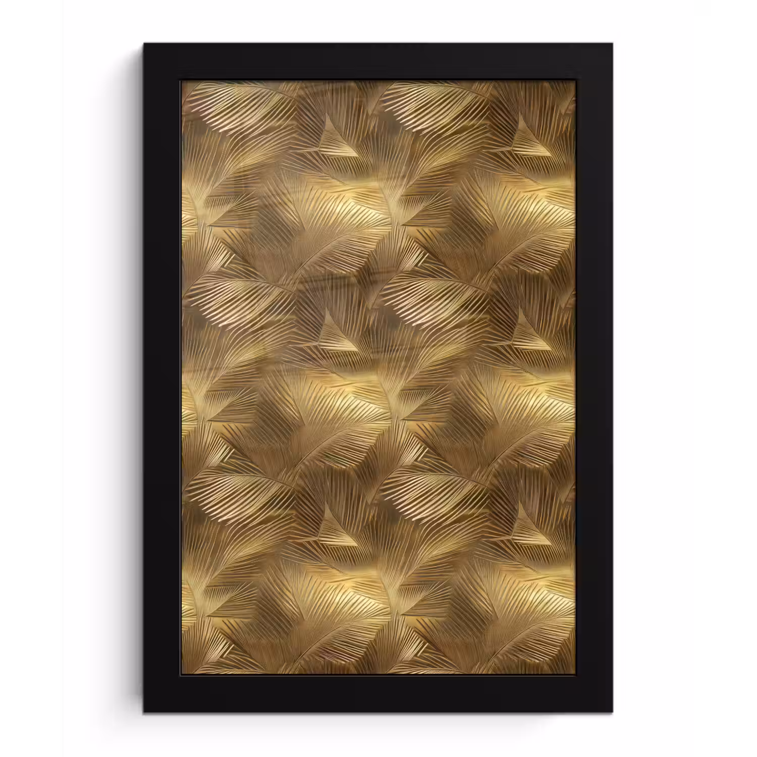 Palm - Waaier - Goud fotolijst zwart zonder passe partout klein 224 -3d