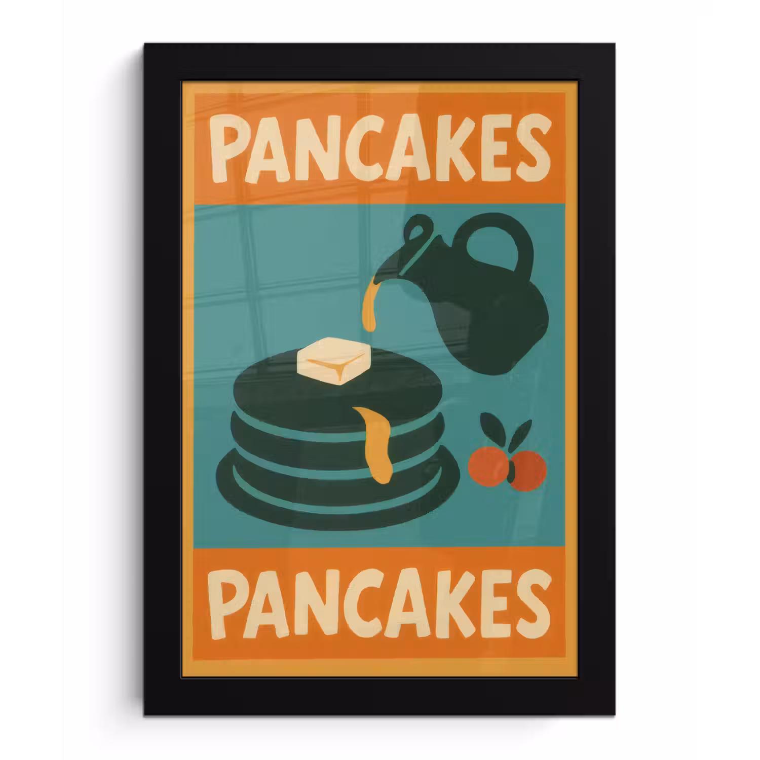 Pannenkoeken - Siroop - Illustratie - Oranje fotolijst zwart zonder passe partout klein -3d