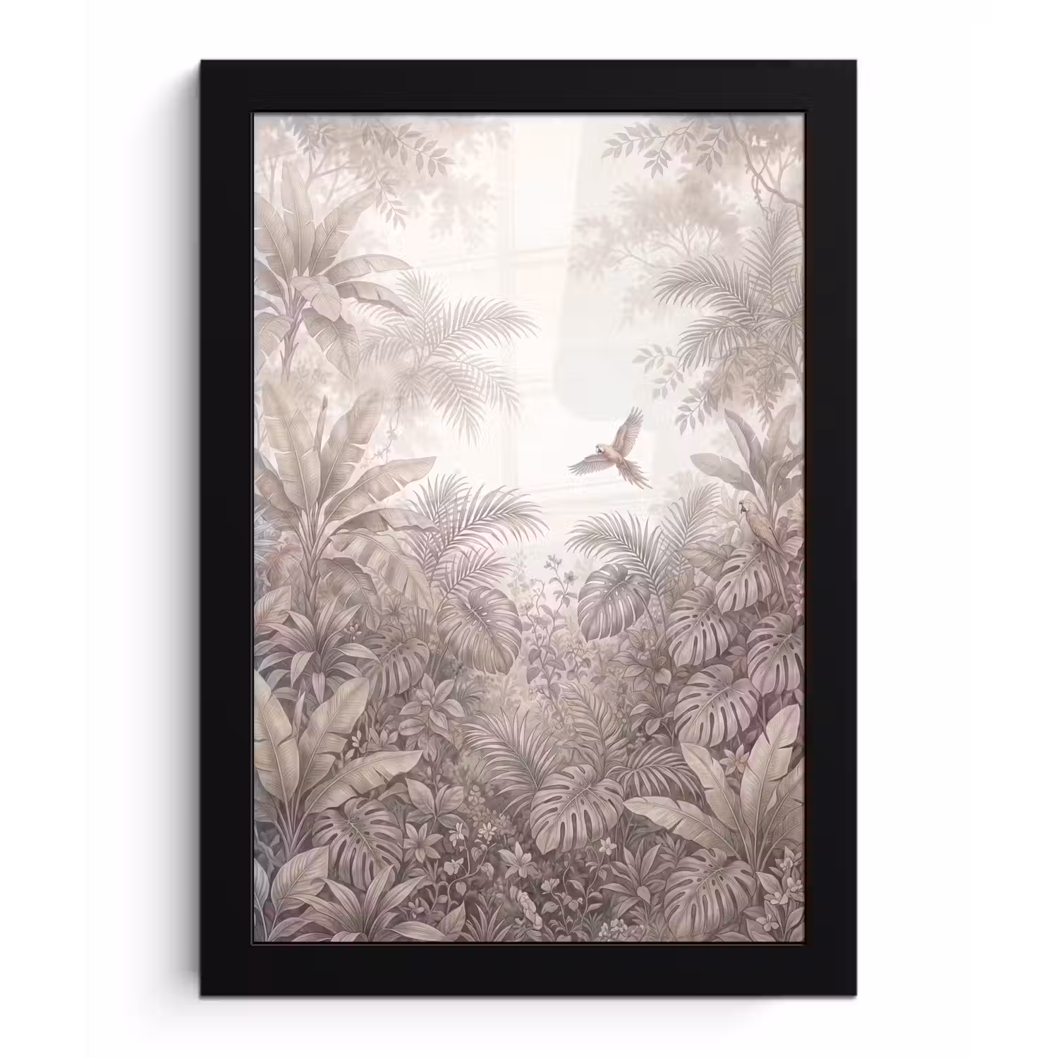 Papagaai - Jungle - Tropisch fotolijst zwart zonder passe partout klein -3d