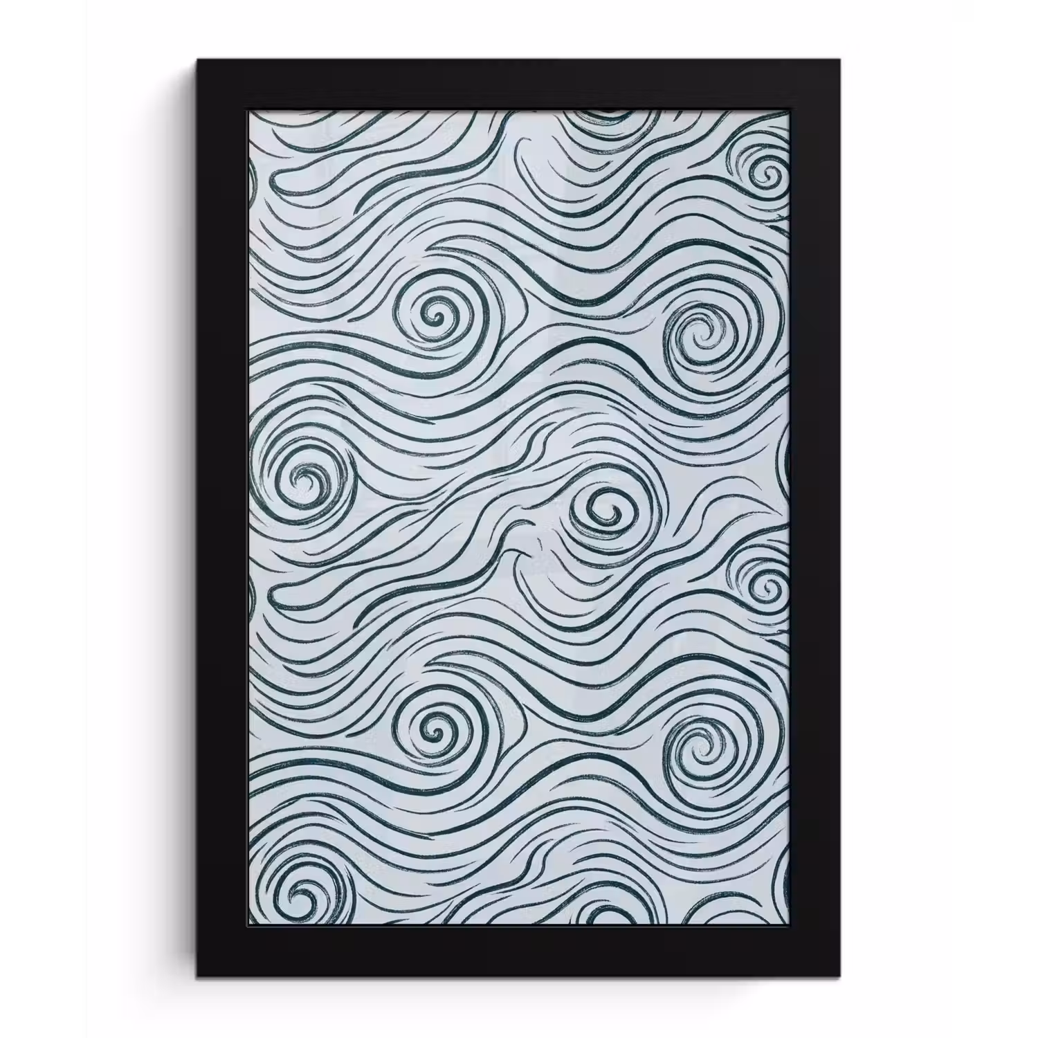 Patroon - Golven - Abstract - Modern - Blauw fotolijst zwart zonder passe partout klein -3d