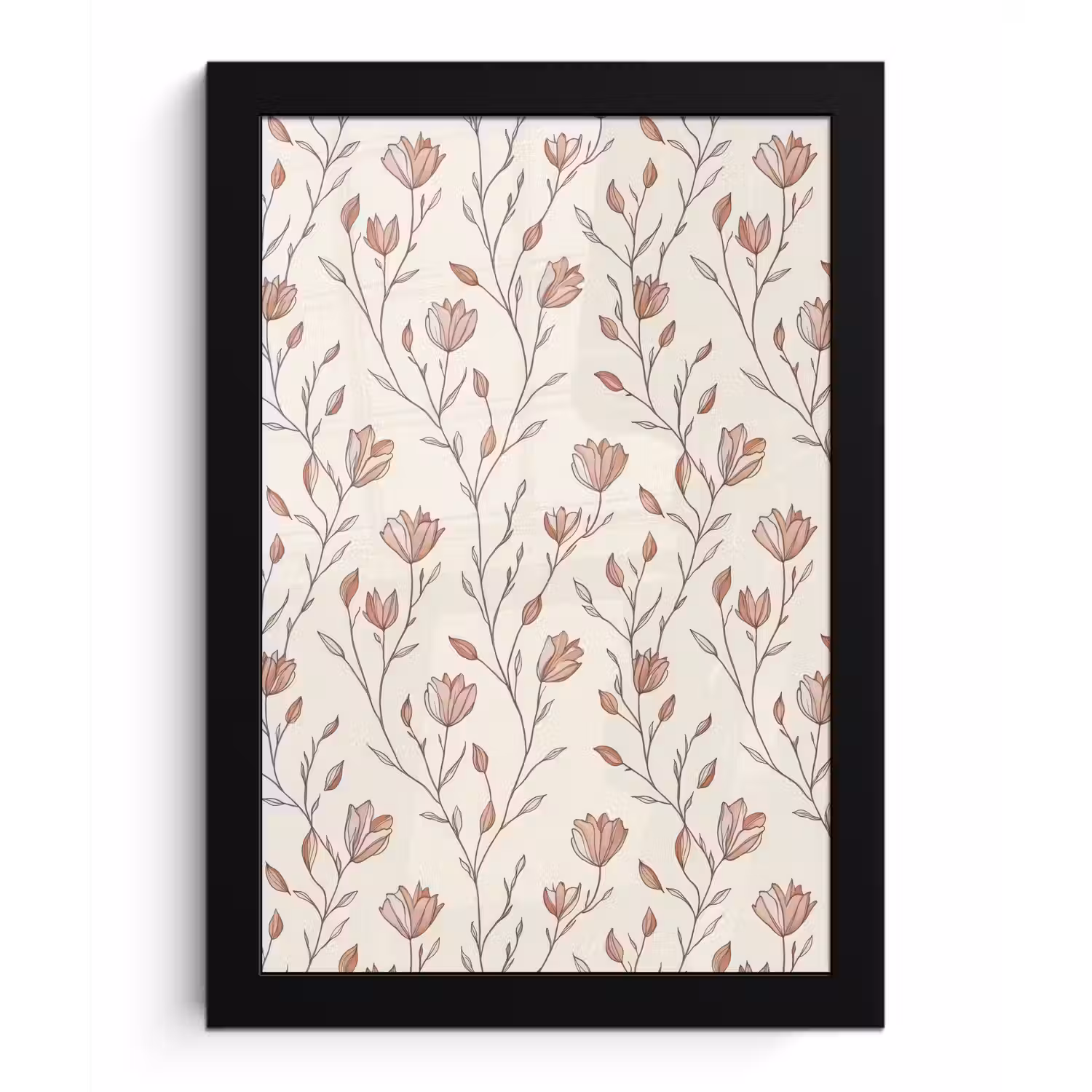Patroon - Klassiek - Roze fotolijst zwart zonder passe partout klein 224 -3d