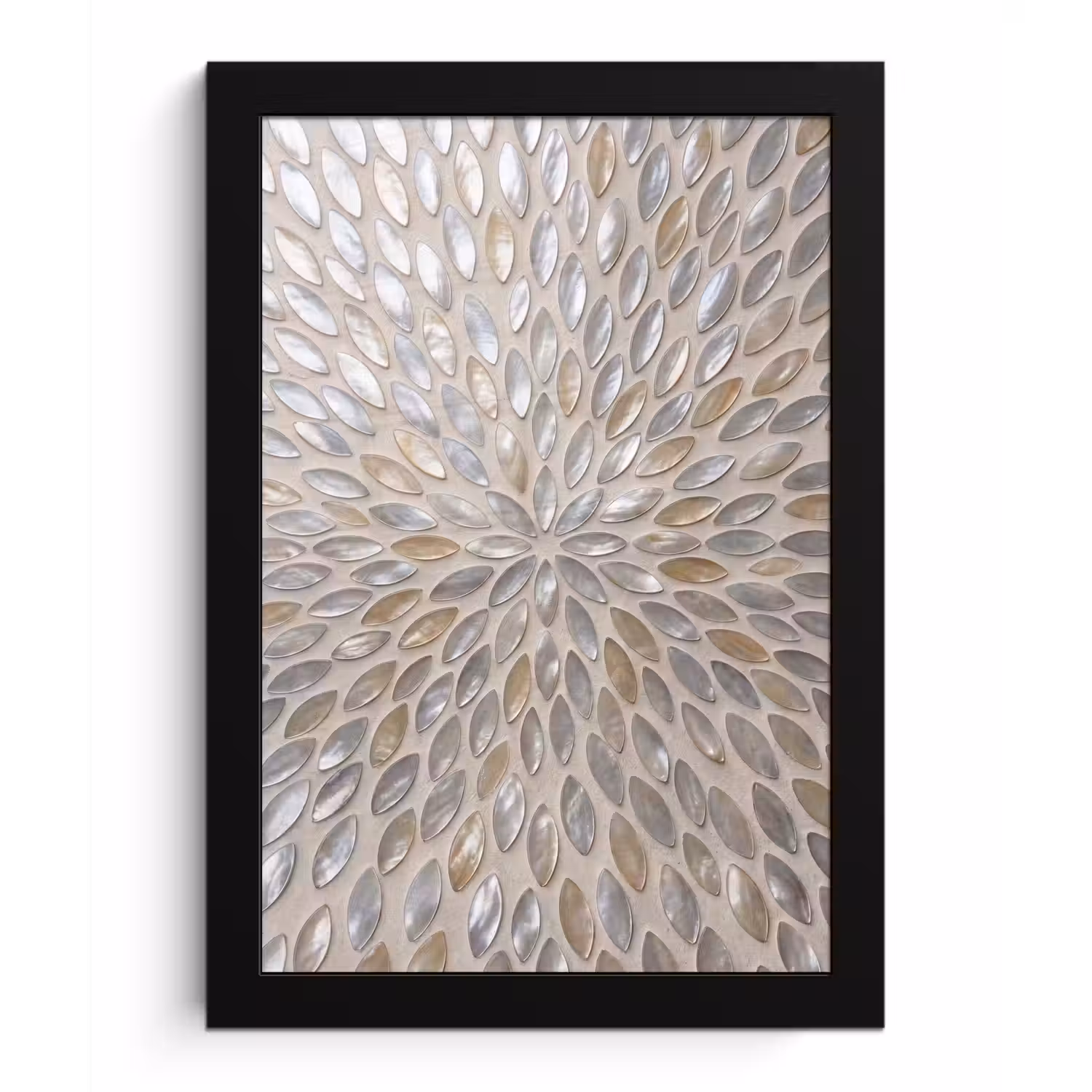 Patroon - Ovaal - Glanzend - Abstract - Beige fotolijst zwart zonder passe partout klein -3d