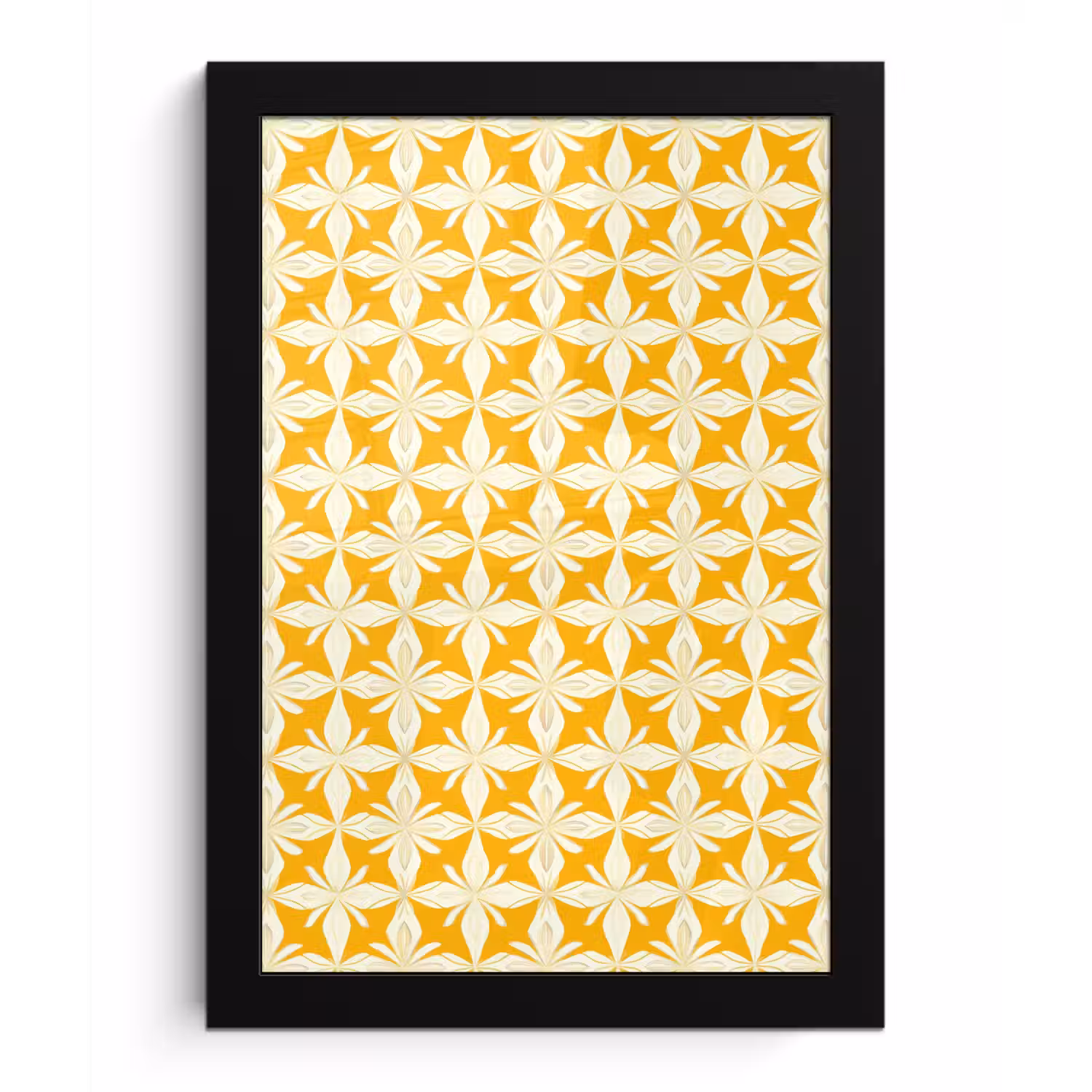 Patroon - Retro - Geel fotolijst zwart zonder passe partout klein 224 -3d